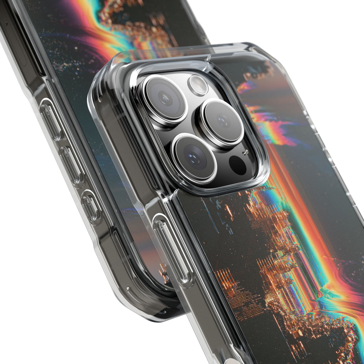 Prismatic Circuit · Clear Impact Magnetic Phone Case for iPhone · Black