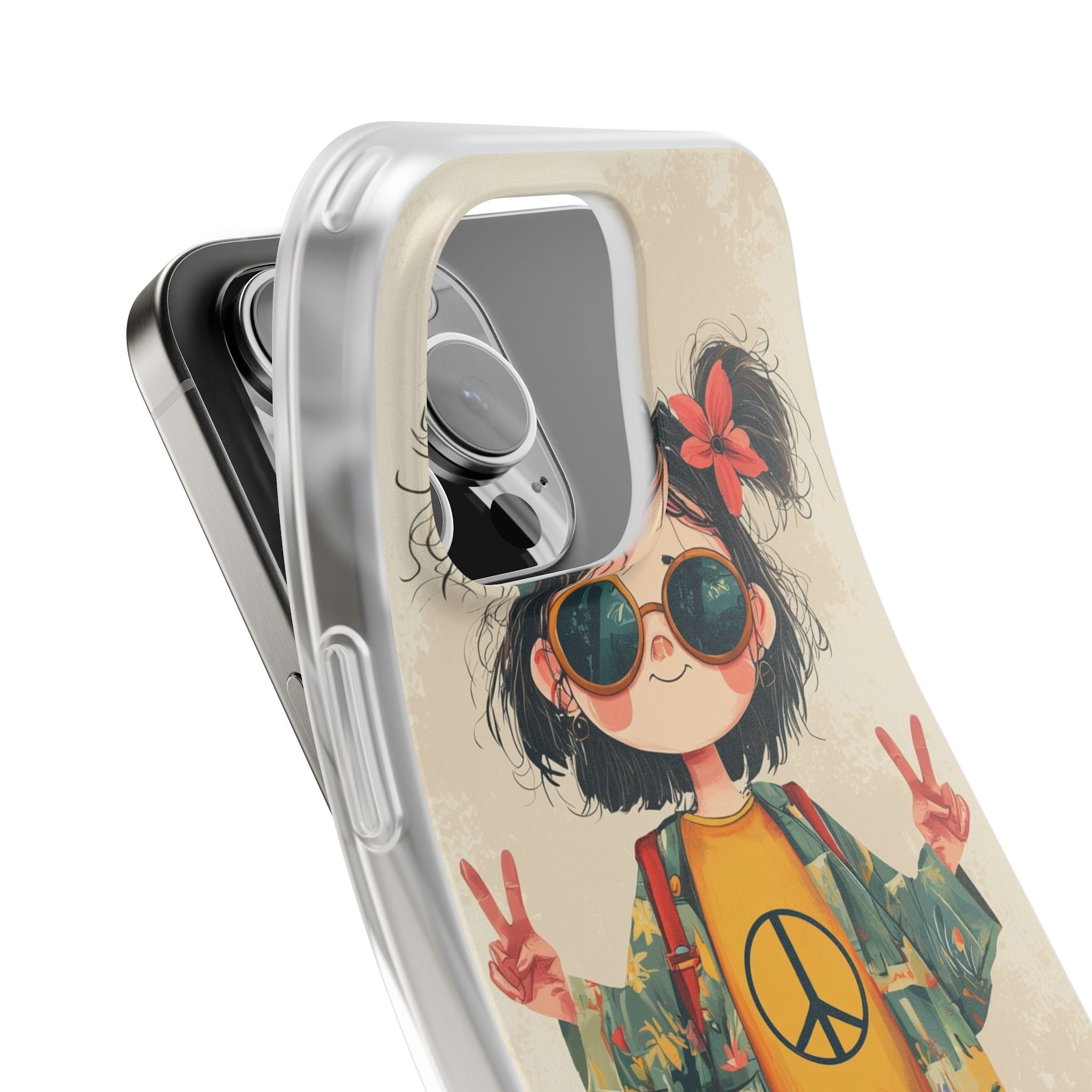Retro Peace Girl · Soft Phone Case for iPhone