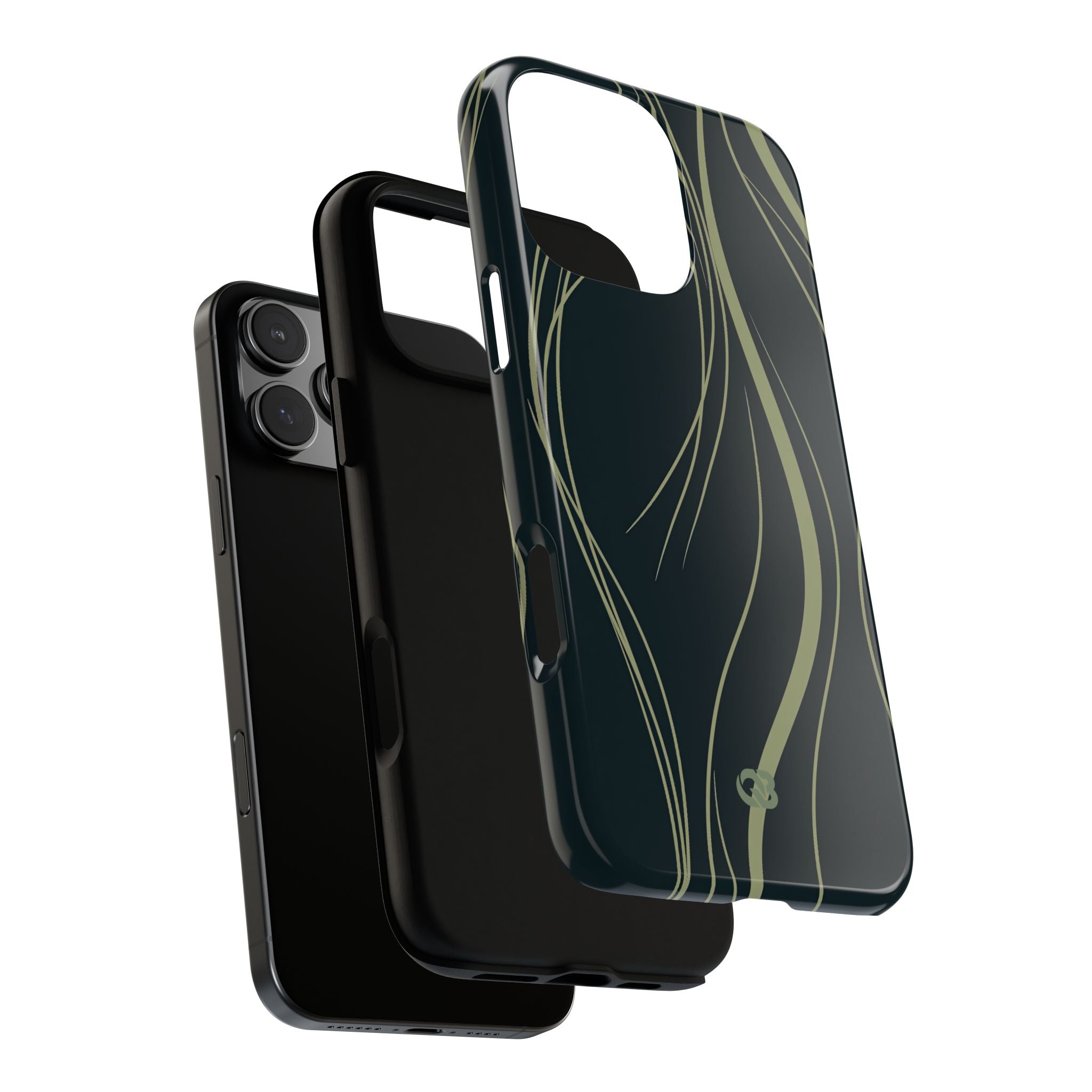 Green Tough Phone Case for iPhone - Obsidian Sage Flow