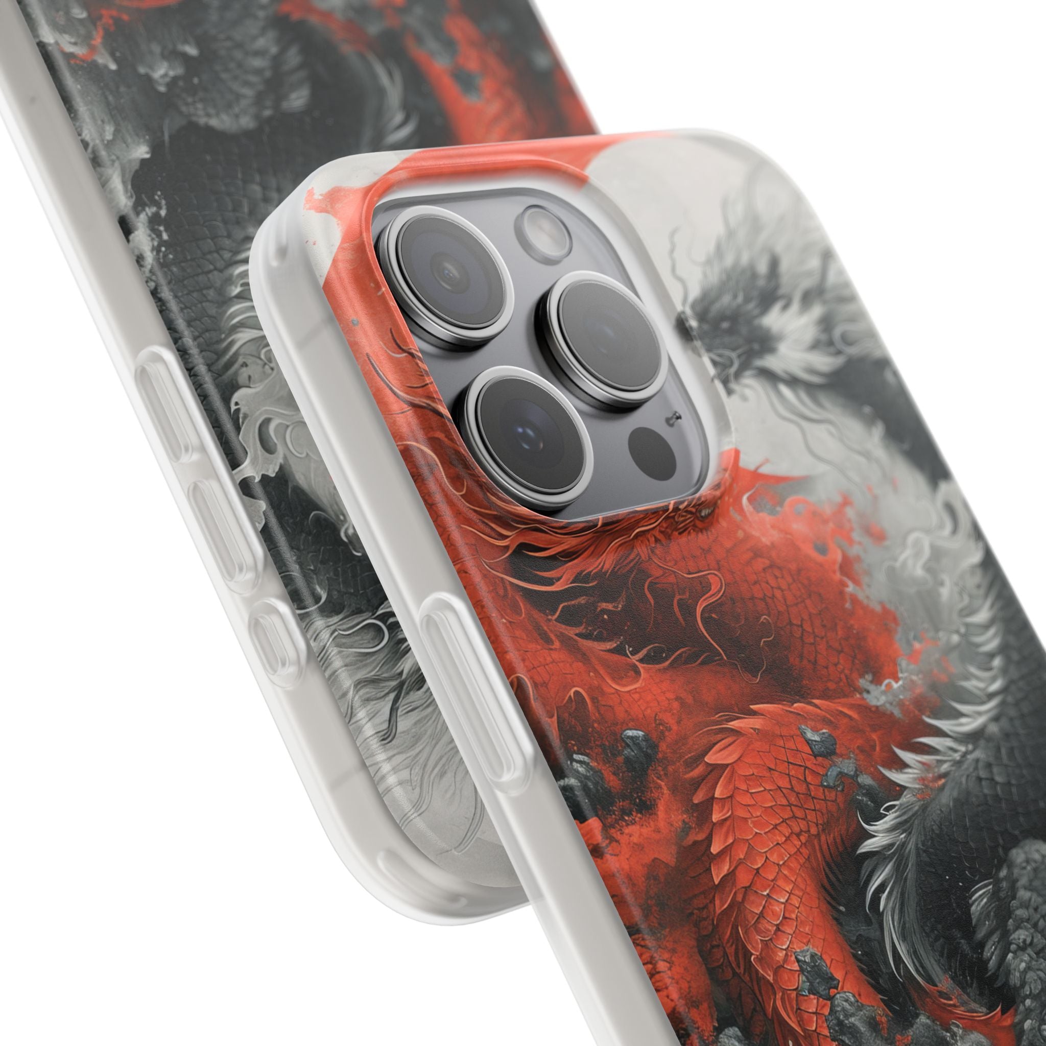 Twin Dragons Crimson iPhone 15 Pro Max Case - Soft