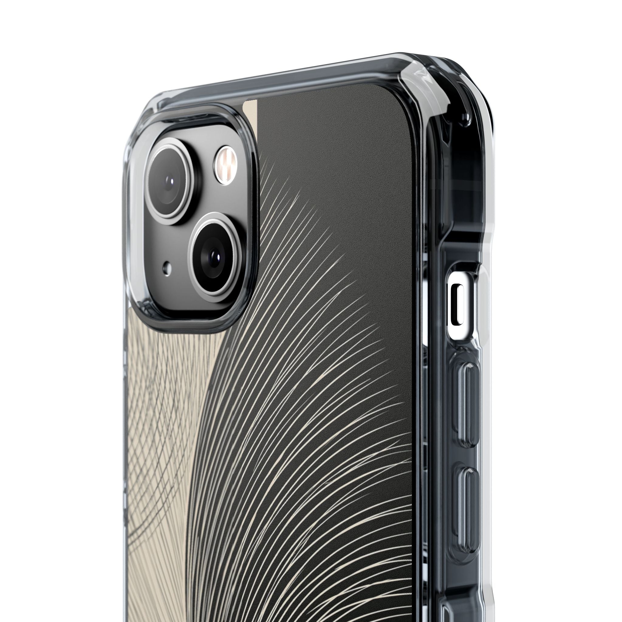 Beige Impact MagSafe Phone Case for iPhone - Obsidian Cream Plume