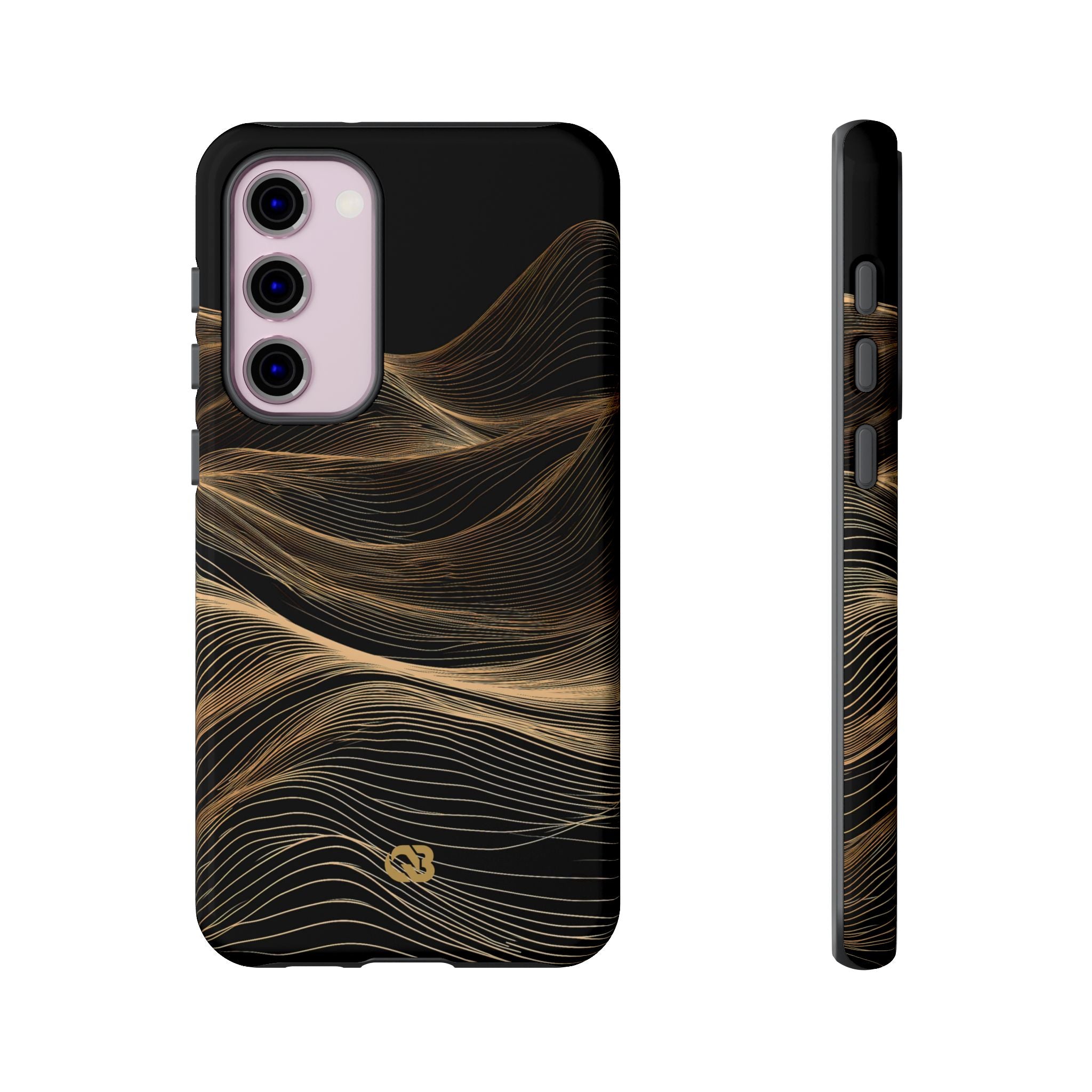 Black Tough Phone Case for Samsung - Copper Topo Ridge