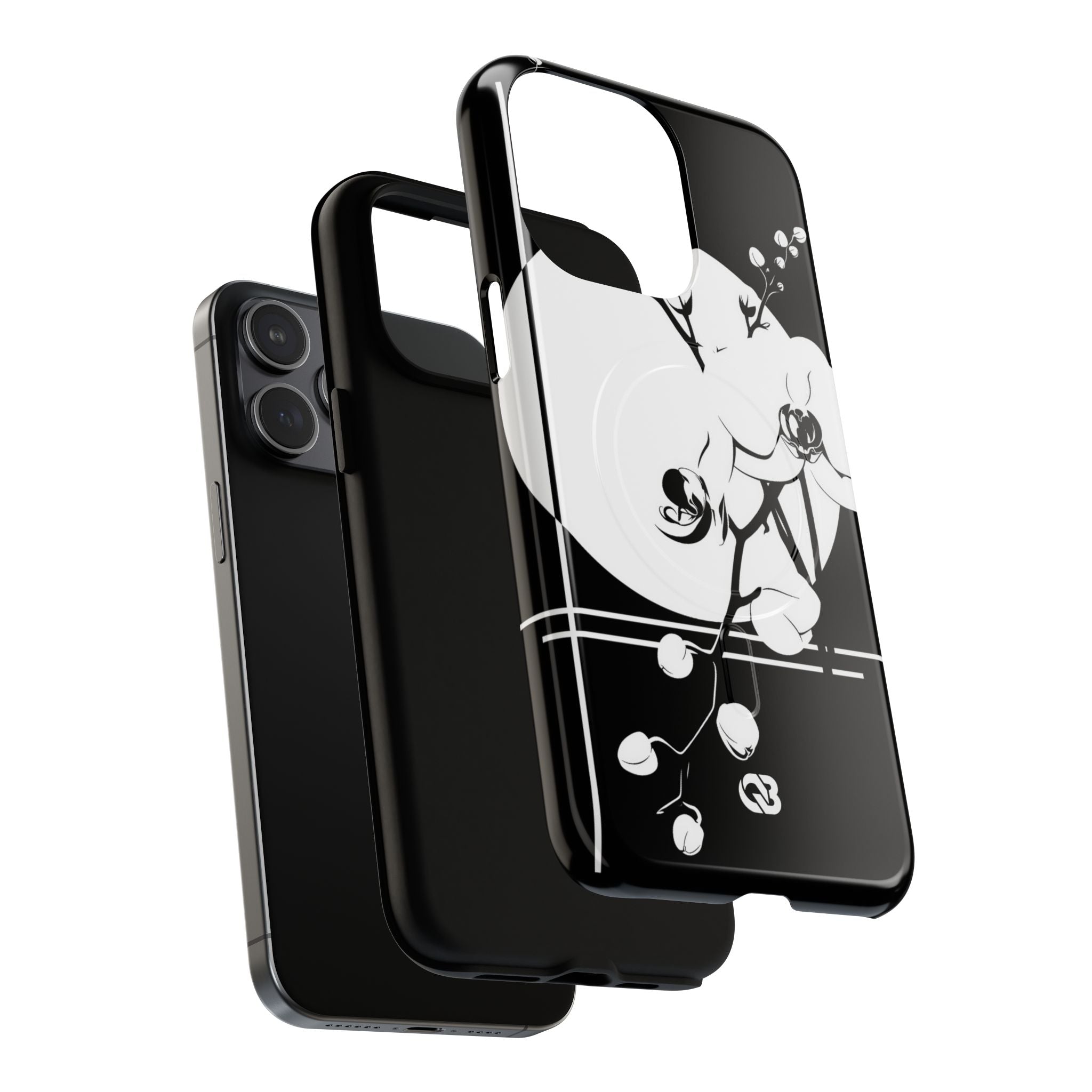 Black Tough 2.0 Magsafe Phone Case for iPhone - Lunar Orchid Grid