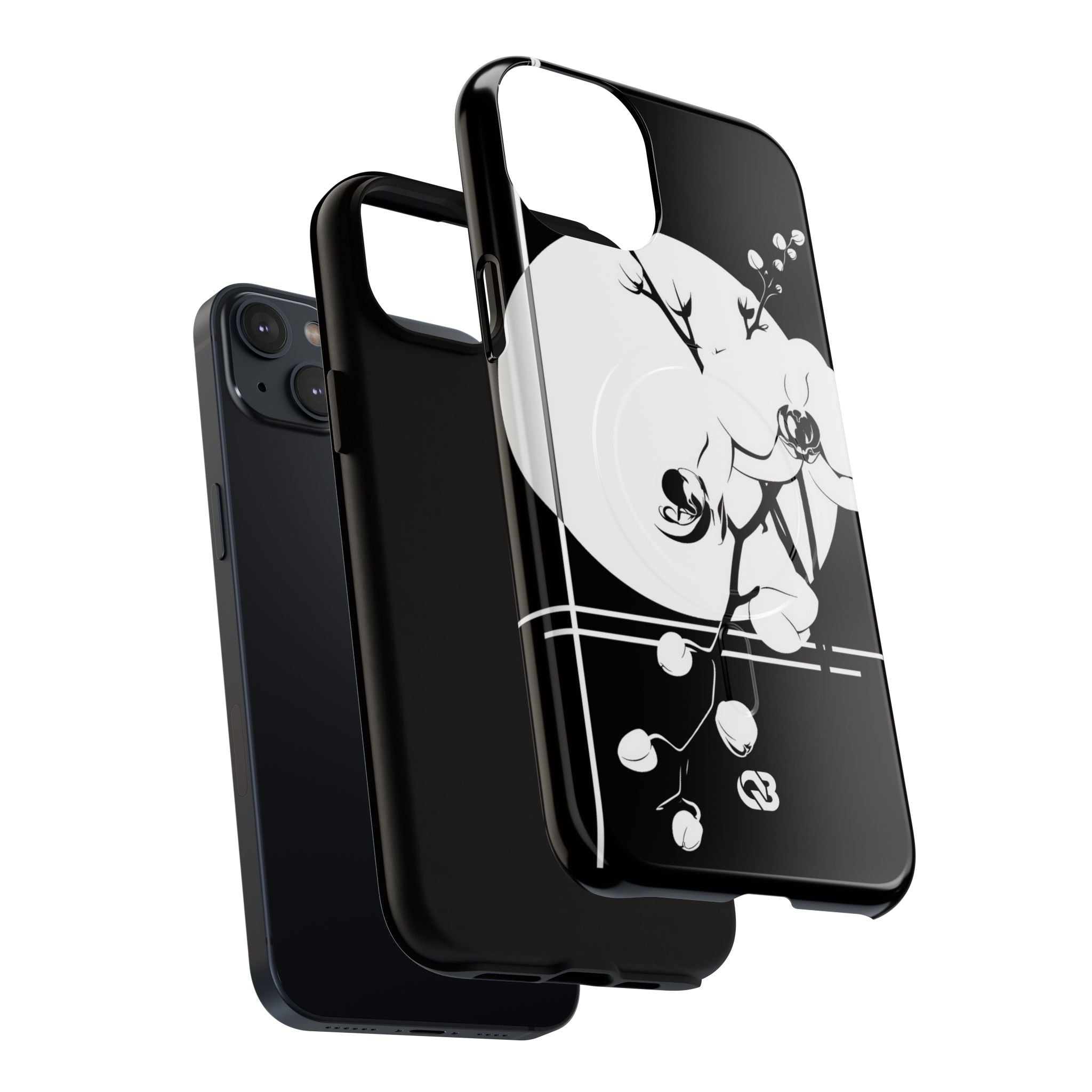 Black Tough 2.0 Magsafe Phone Case for iPhone - Lunar Orchid Grid