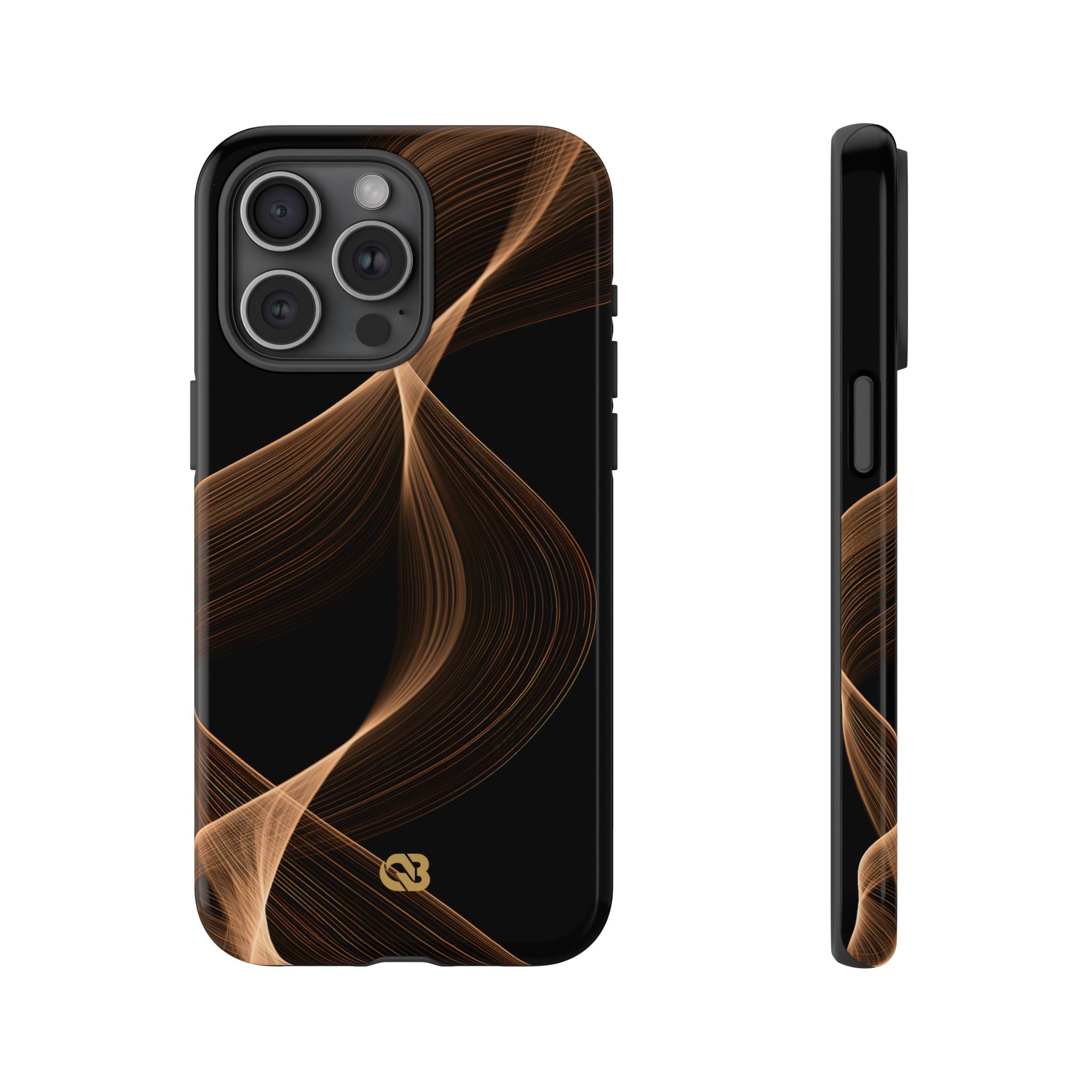 Brown Tough Phone Case for iPhone - Copper Silk Wave