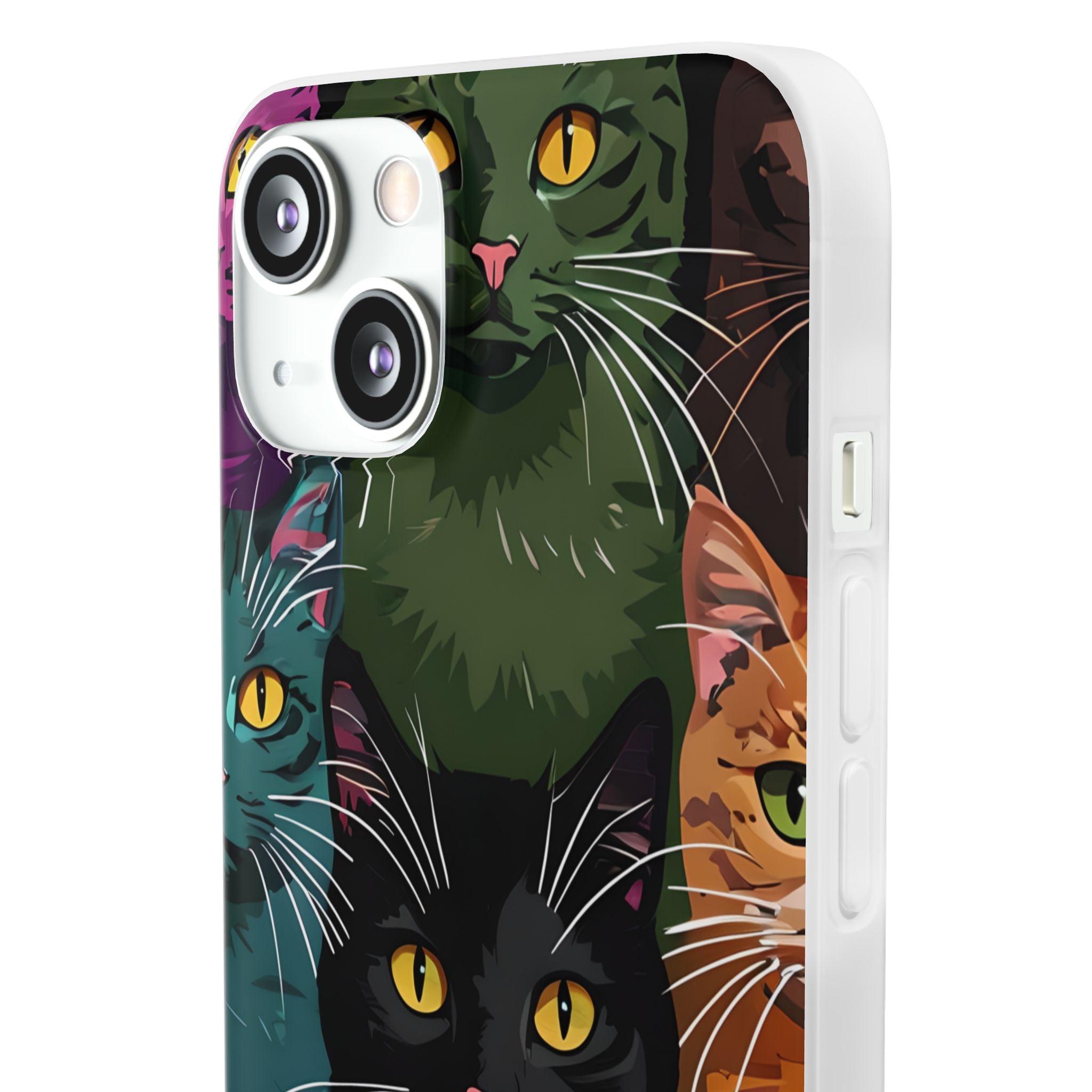 Teal Cat Grid iPhone 13 - Soft