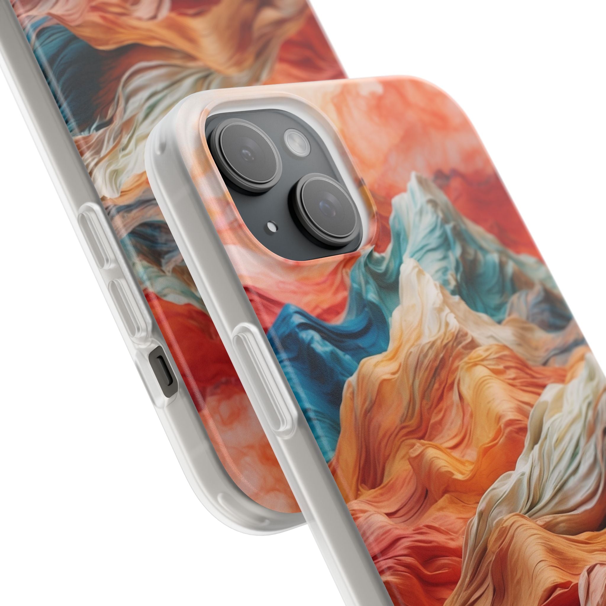 Fabric Peaks Cream iPhone 15 Plus Skal - Mjuk