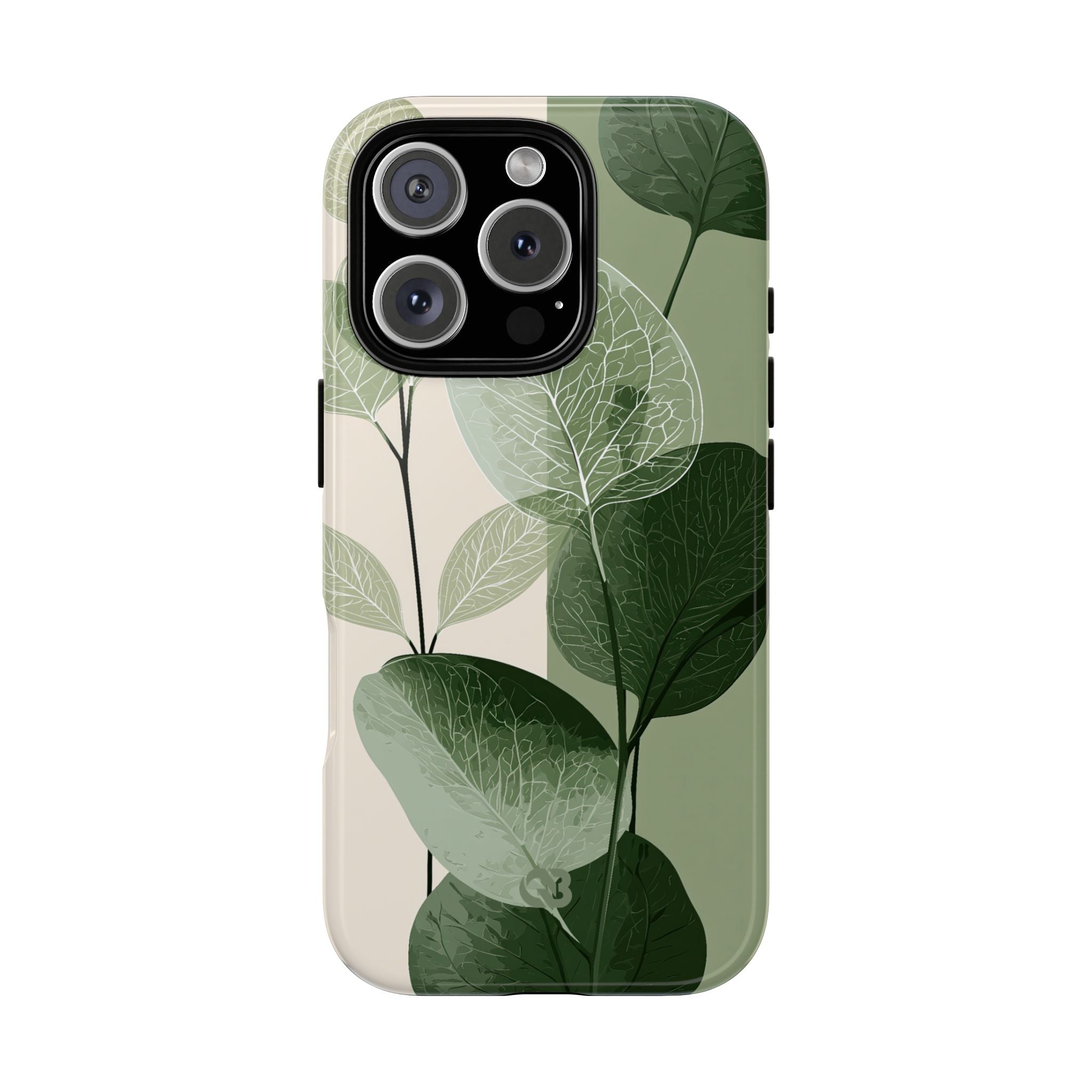Green Tough Phone Case for iPhone - Sage Leaf Skeletals