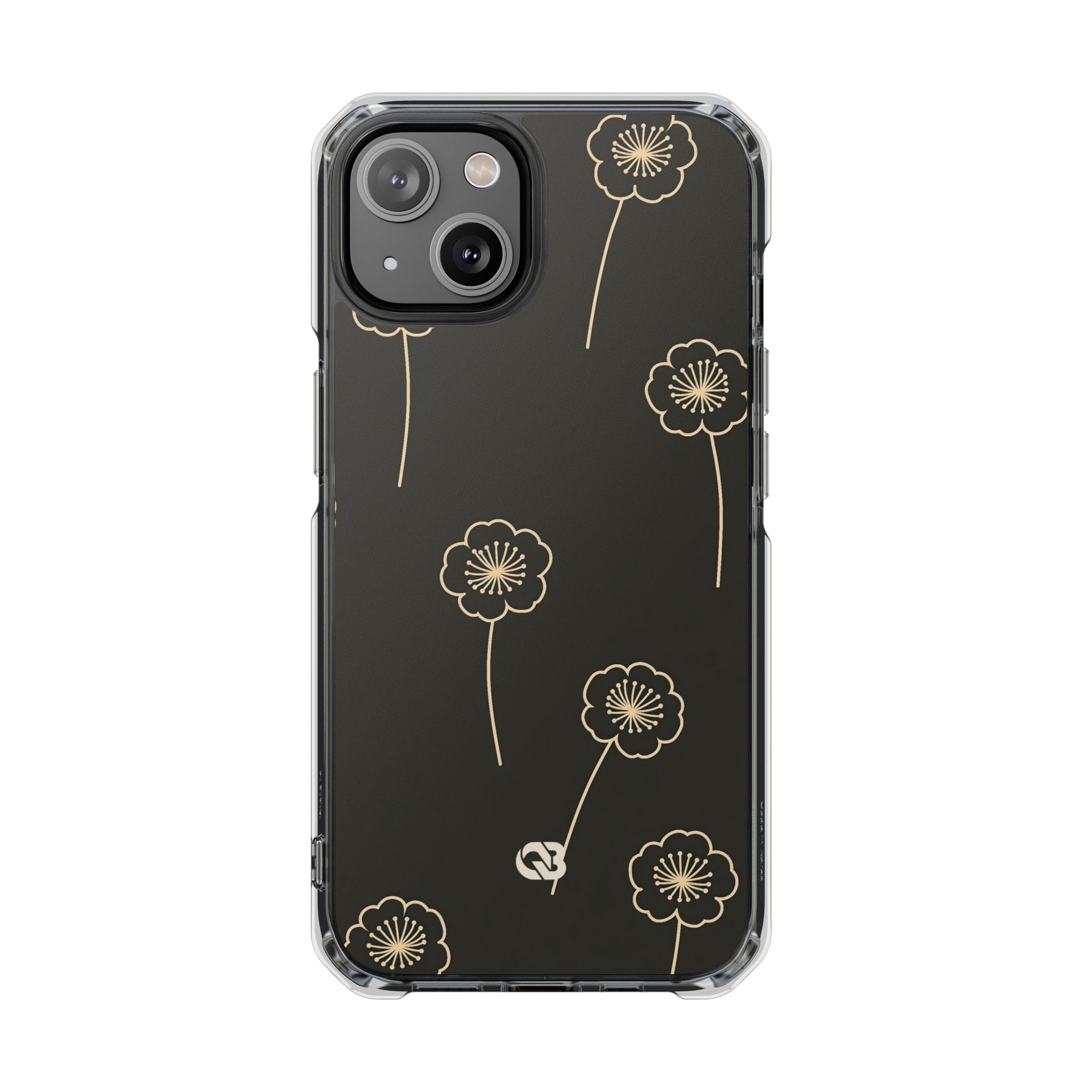 Black Impact MagSafe Phone Case for iPhone - Obsidian Sand Petals