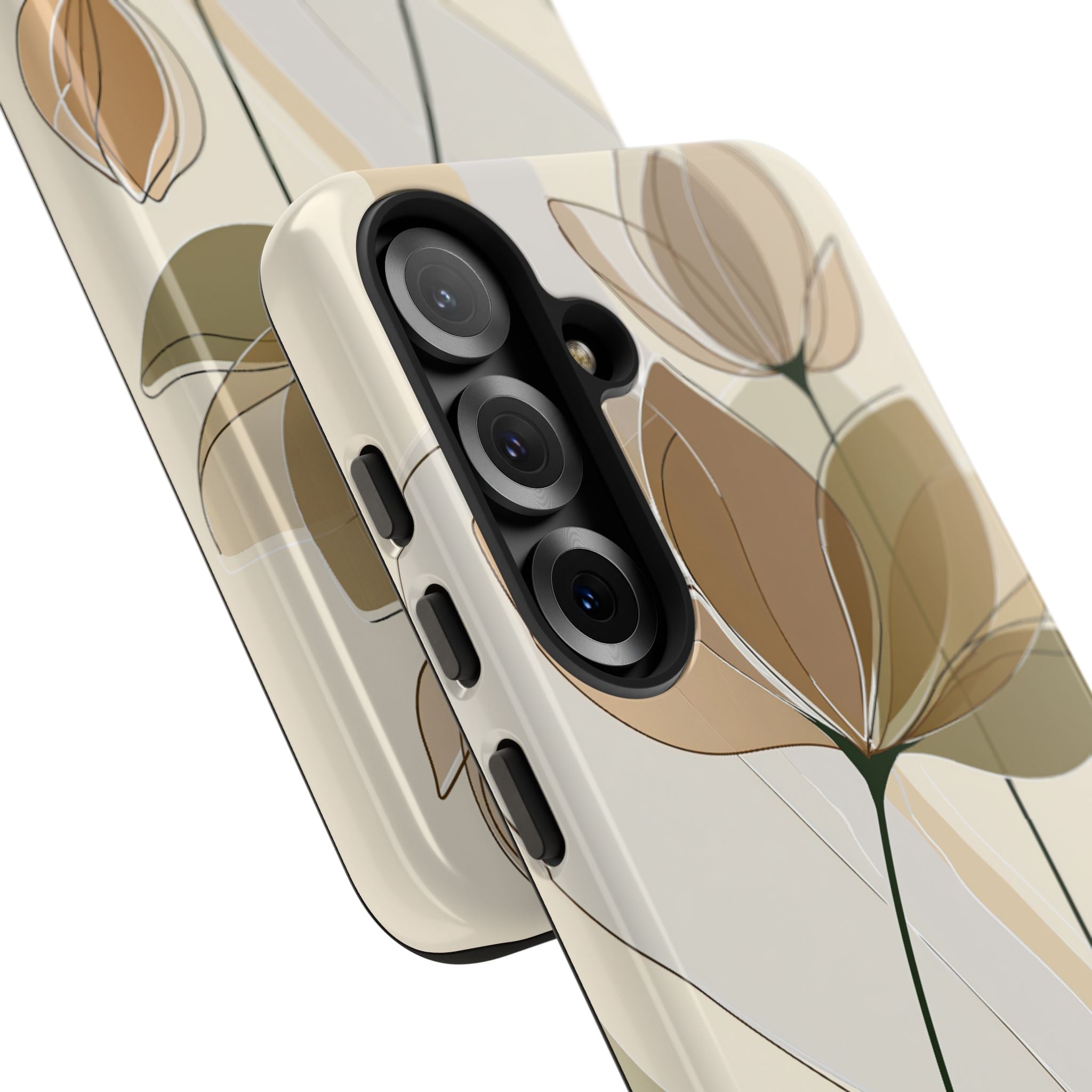 Beige Tough Phone Case for Samsung - Muted Ochre Petals