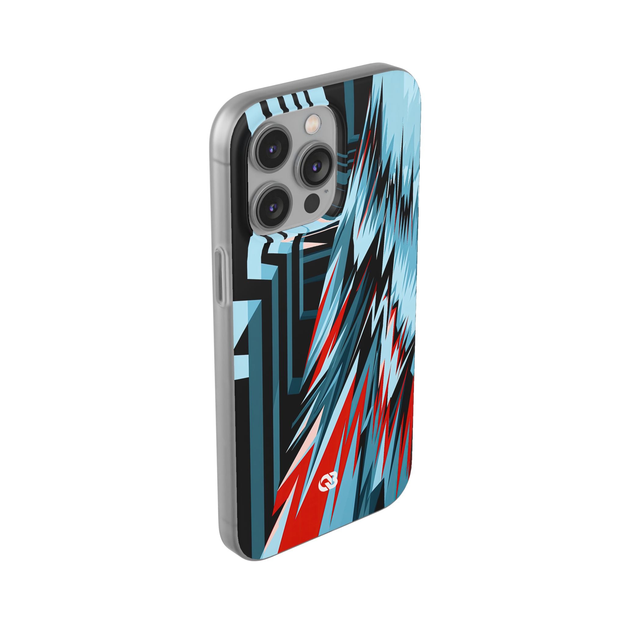 Blue Lite Phone Case for iPhone - Glitch Peak Cyan