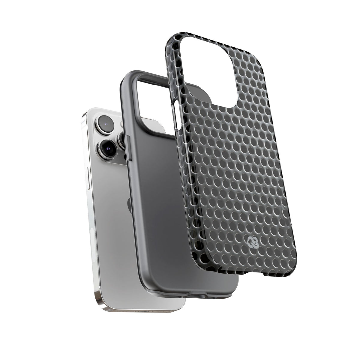 Silver Tough Phone Case for iPhone - Brutalist Steel Mesh