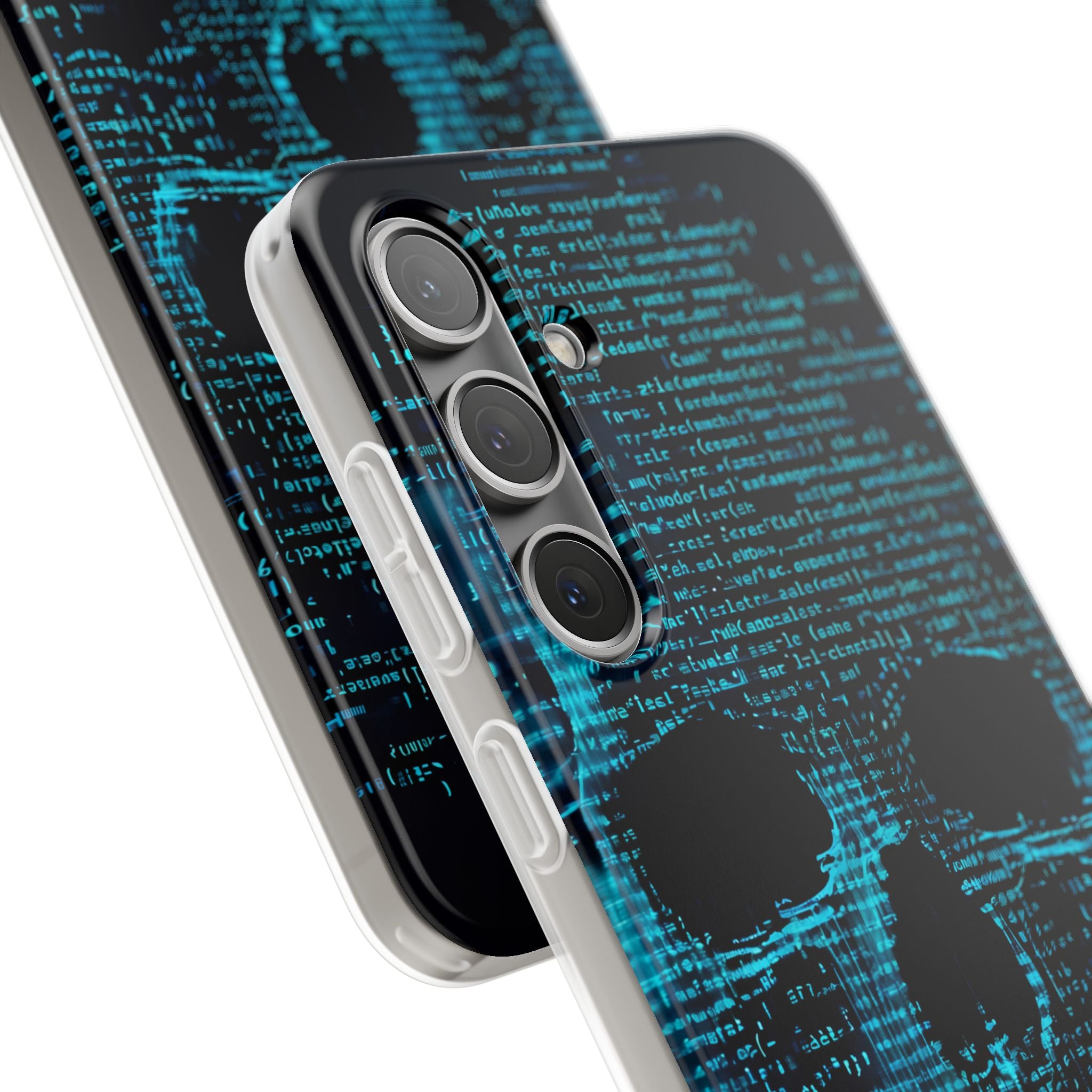 Cyan Glitch Skull · Soft Handyhülle für Samsung