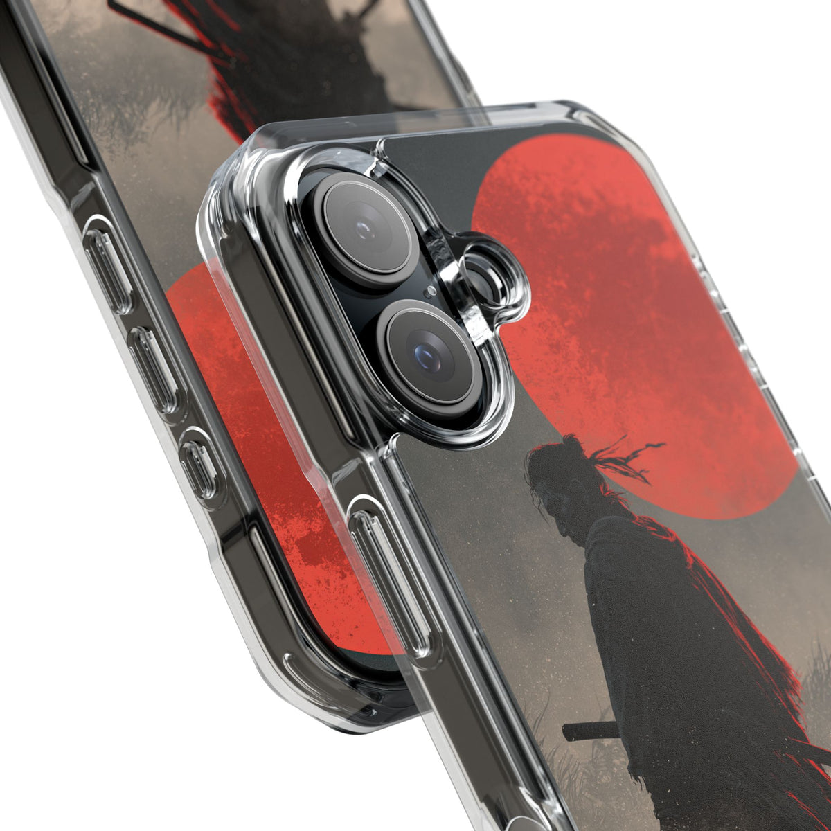 Crimson Moon Ronin · Clear Impact Magnetic Phone Case for iPhone · Black