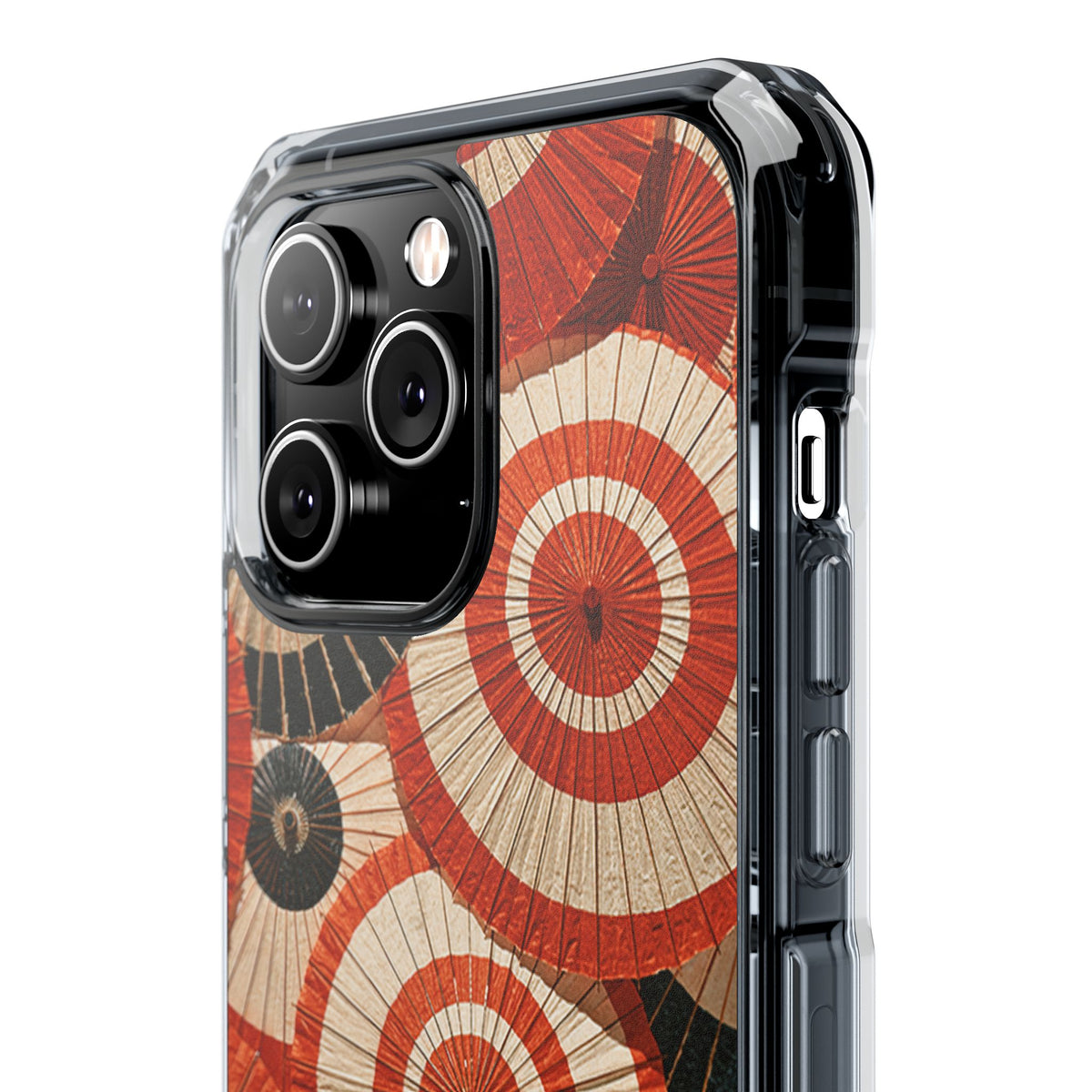 Vermilion Wagasa Motif · Clear Impact Magnetic Phone Case for iPhone · Red