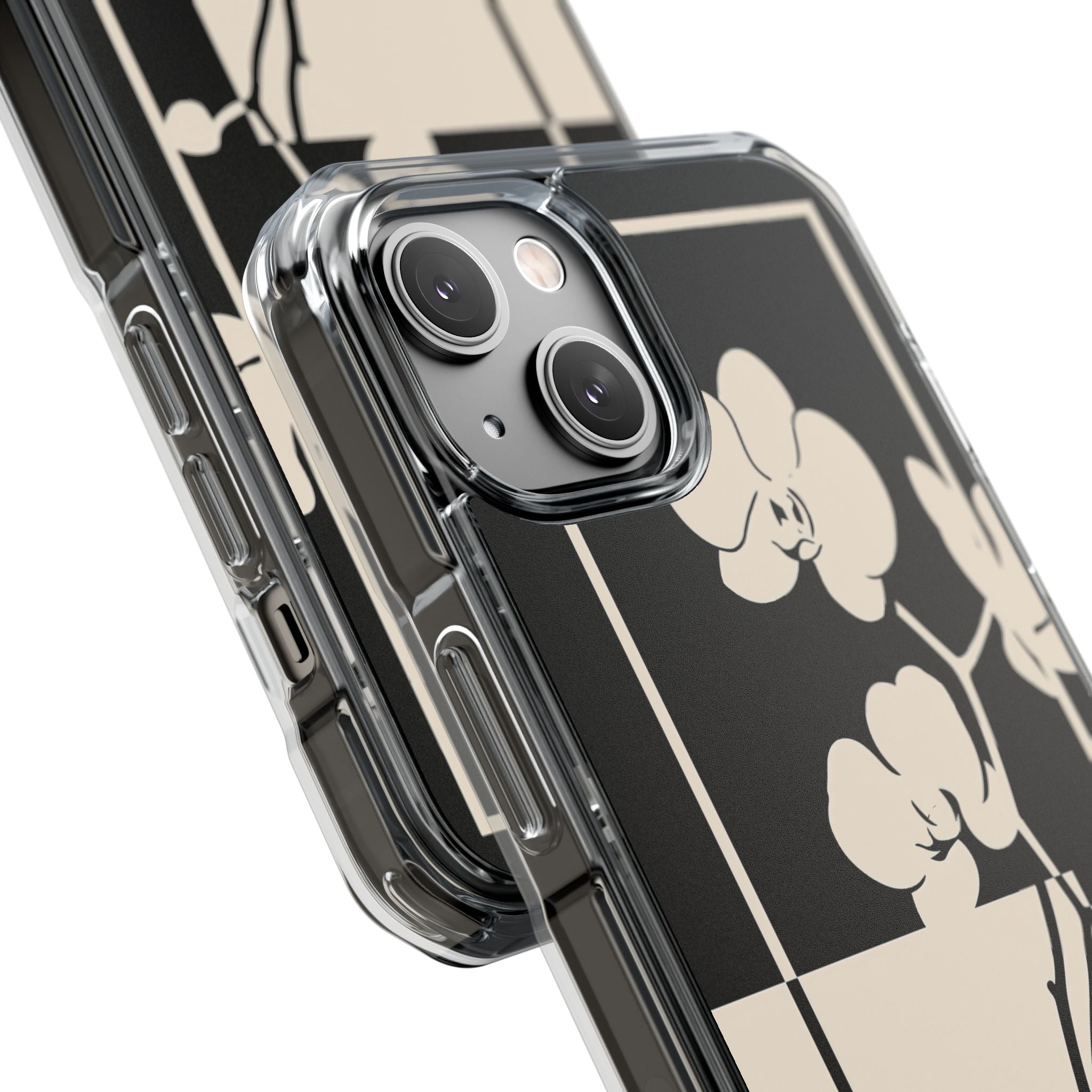 Beige Impact MagSafe Phone Case for iPhone - Nocturnal Orchid Frame