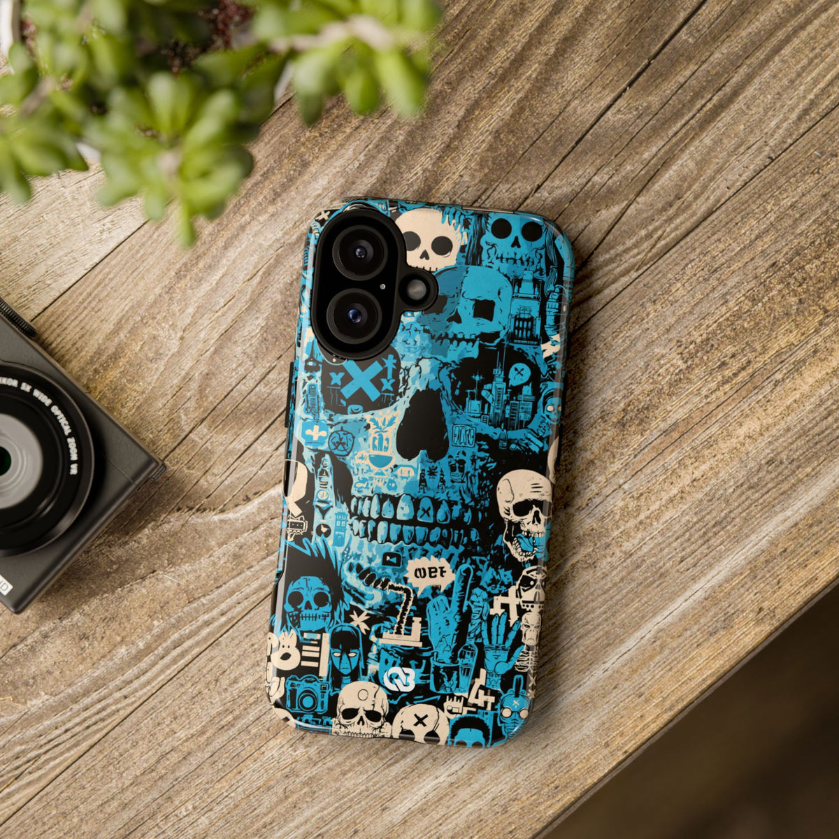 Electric Skull Graffiti · Tough Phone Case for iPhone · Blue