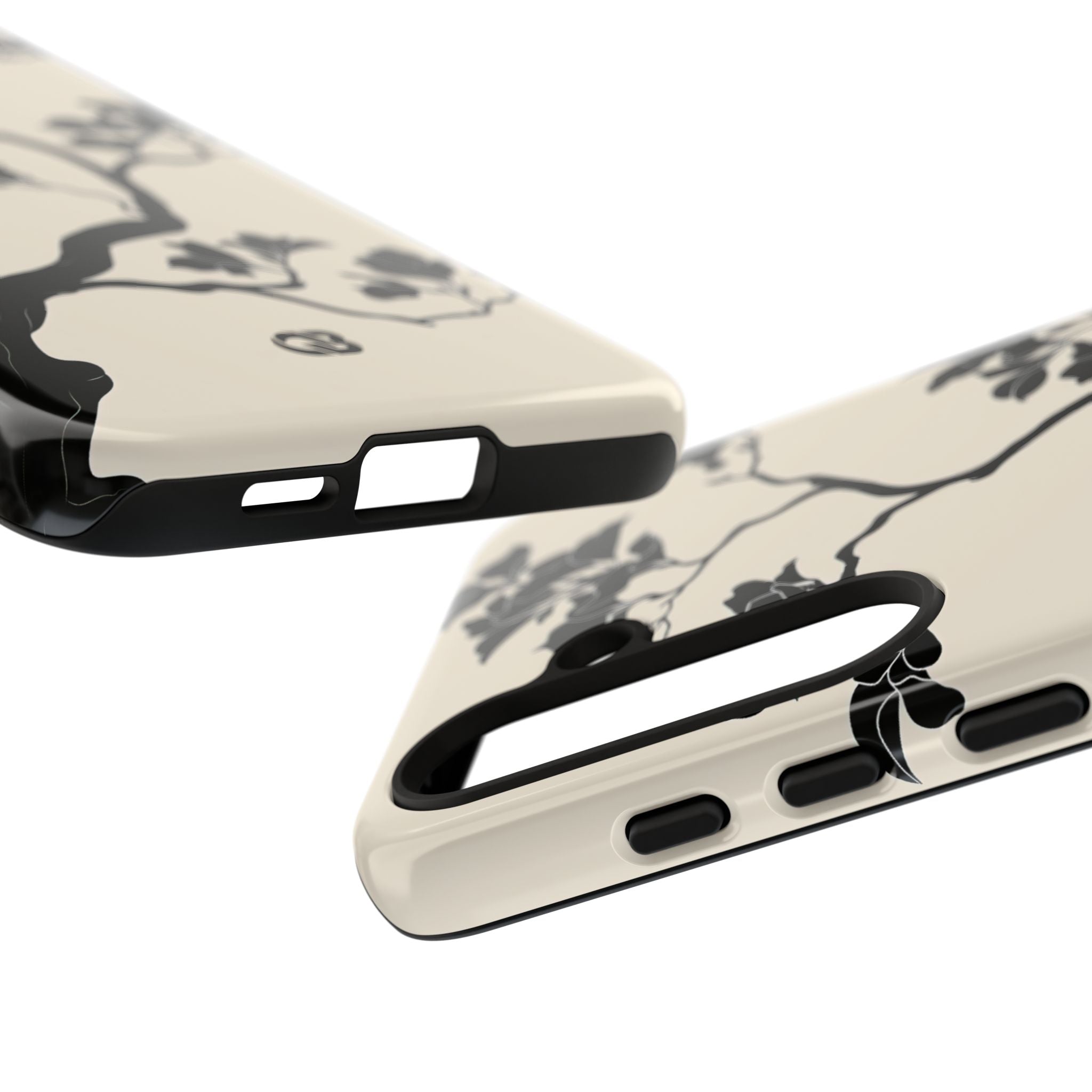 Beige Tough Phone Case for Samsung - Obsidian Bonsai Silhouette