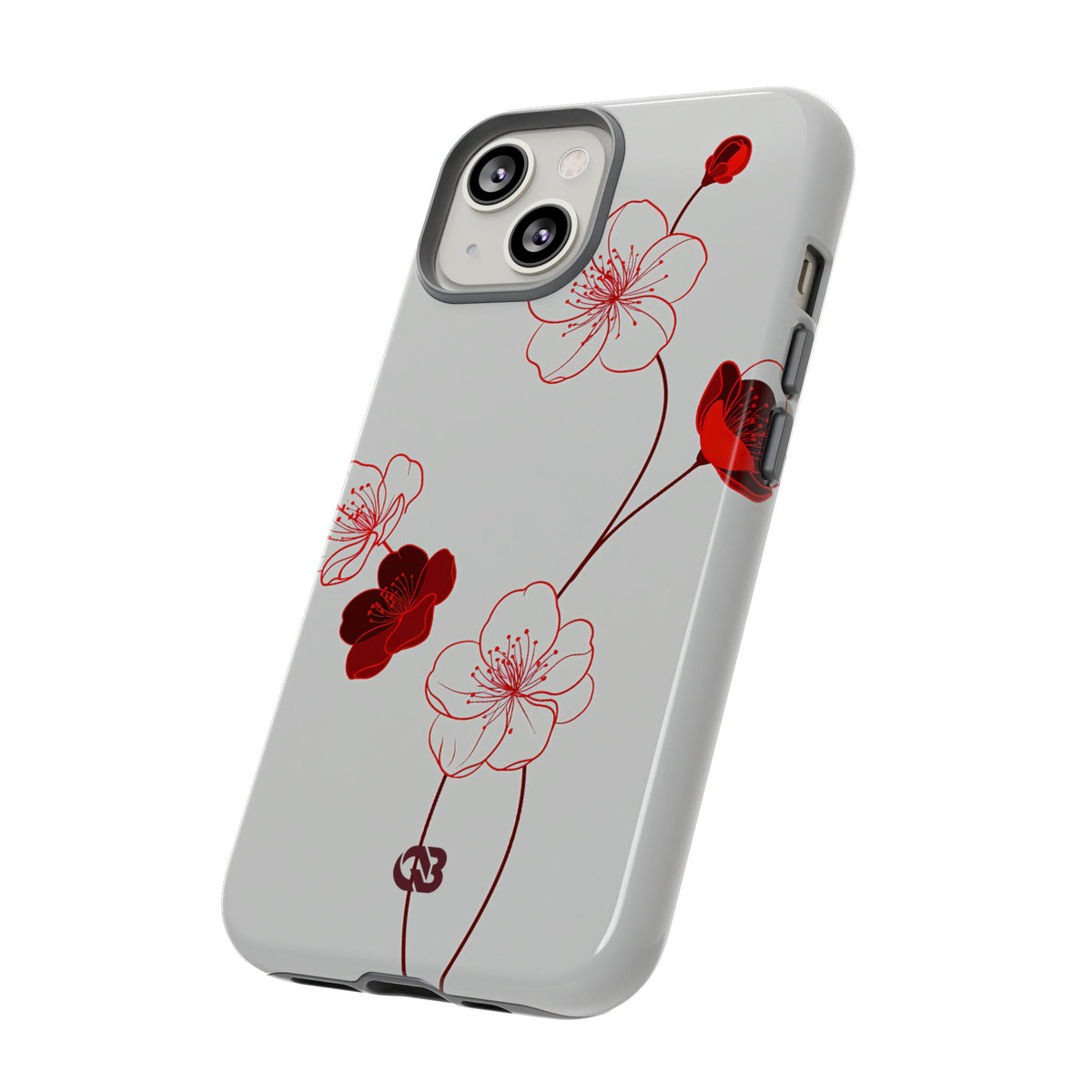 Red Tough Phone Case for iPhone - Kyoto Ember Bloom