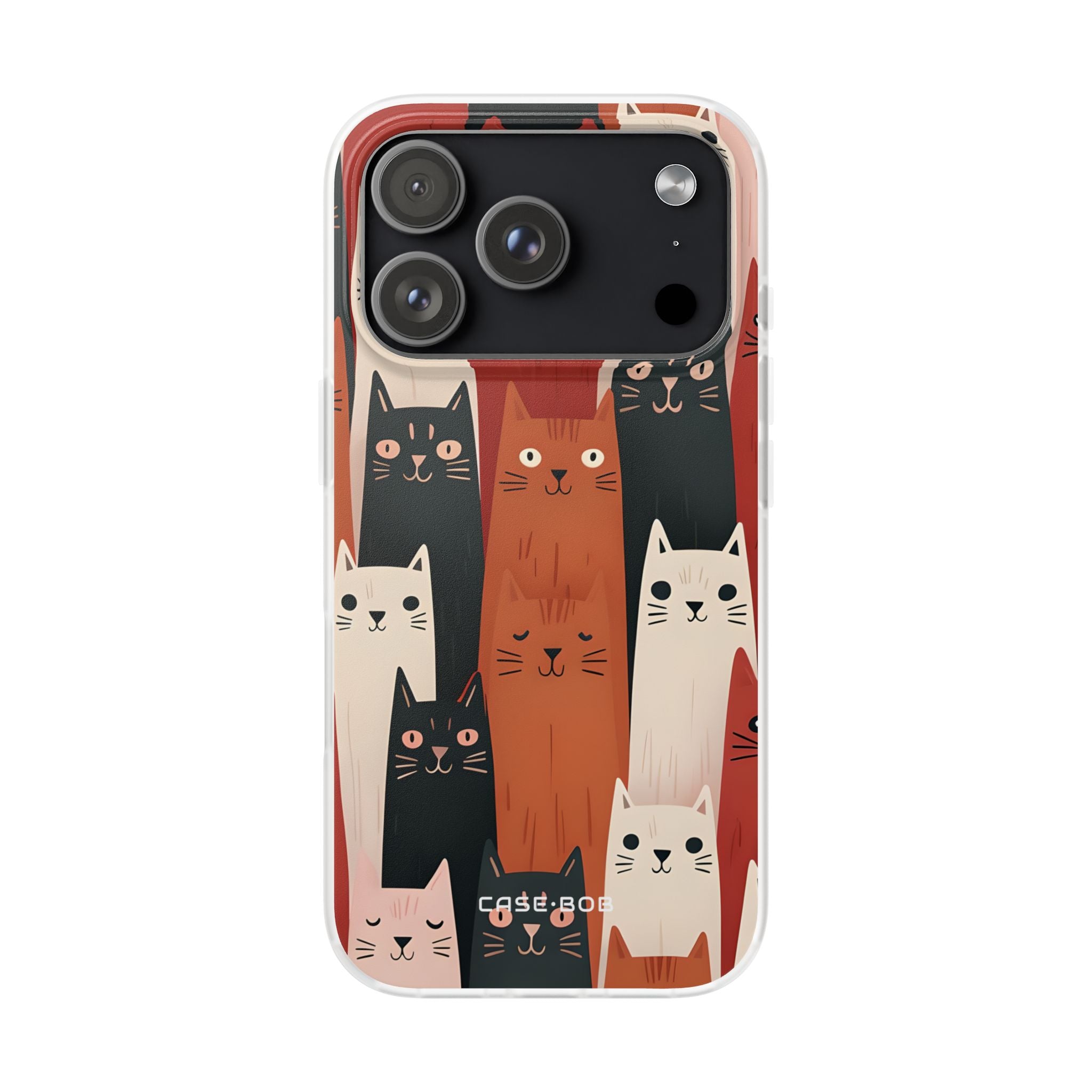 Elongated Cats Black iPhone 17 Pro Case - Soft - CASE•BOB