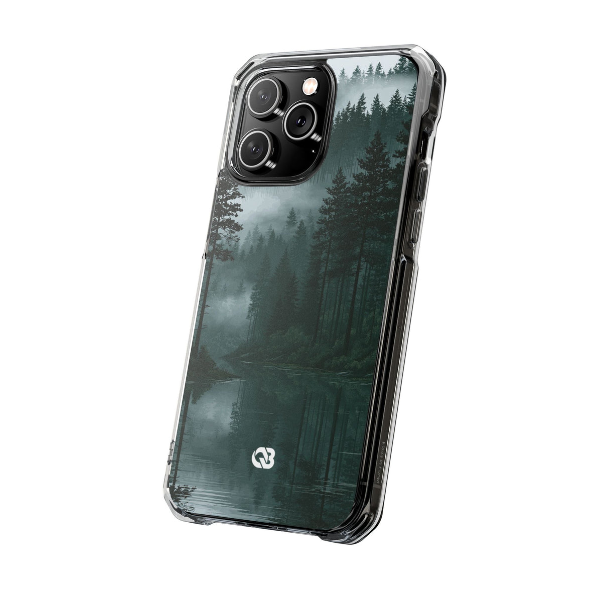 Misty Pine Reflections · Clear Impact Magnetic Phone Case for iPhone · Green