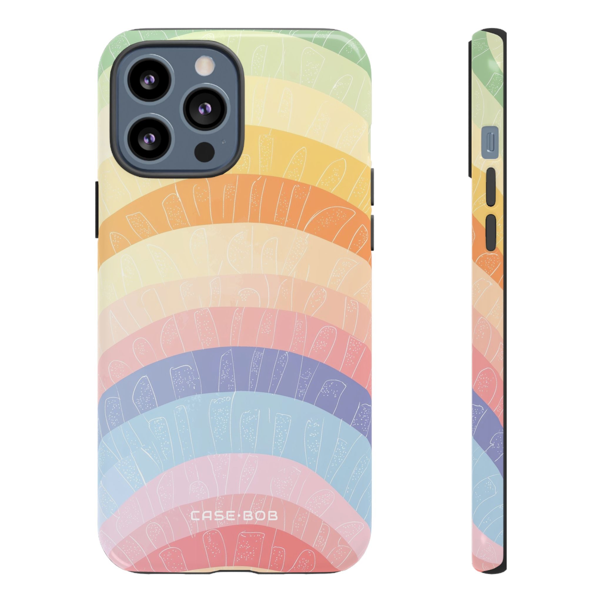 Pastel Regenboog Bandjes iPhone 13 Pro Max Case - Tough