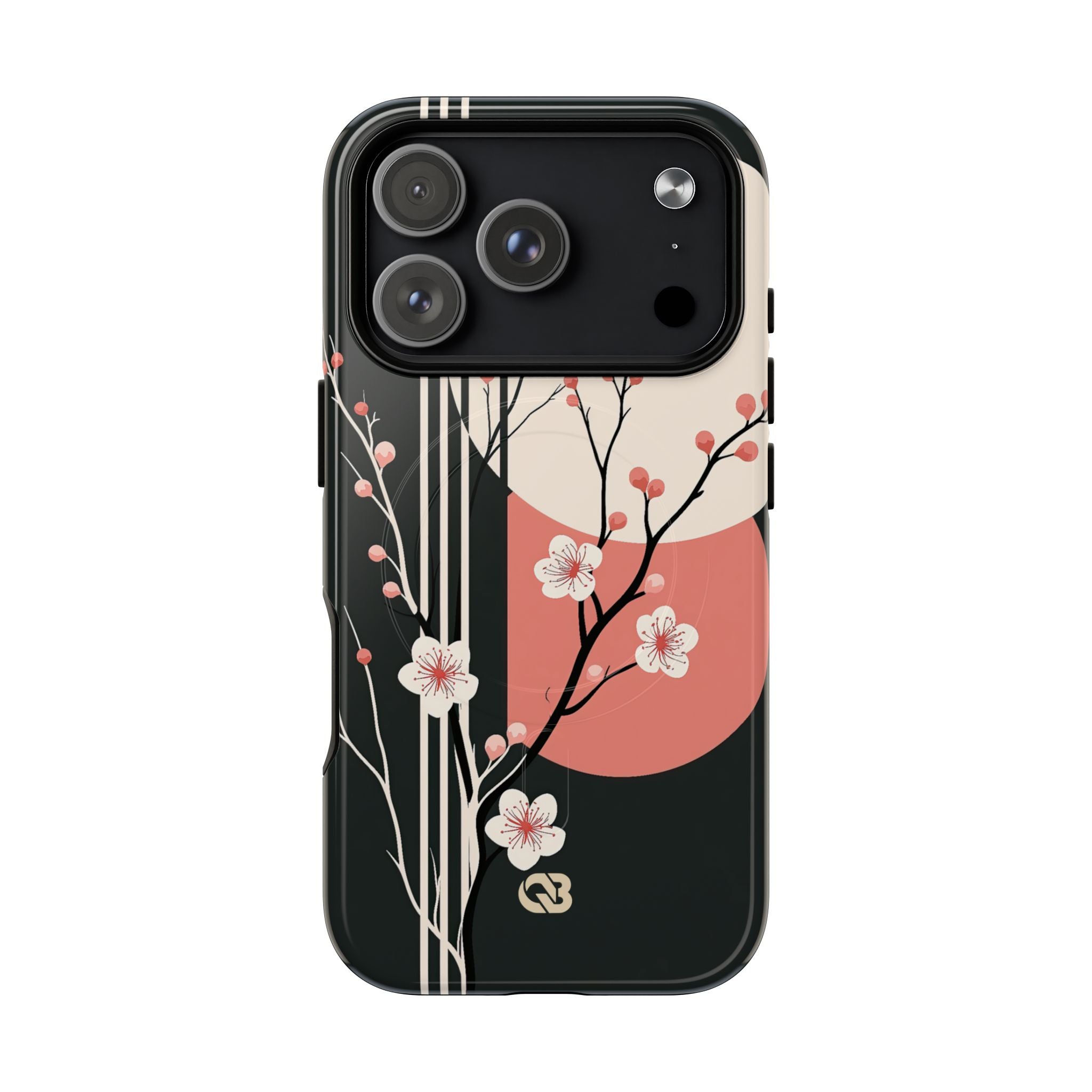 Black Tough 2.0 Magsafe Phone Case for iPhone - Kyoto Midnight Blossom