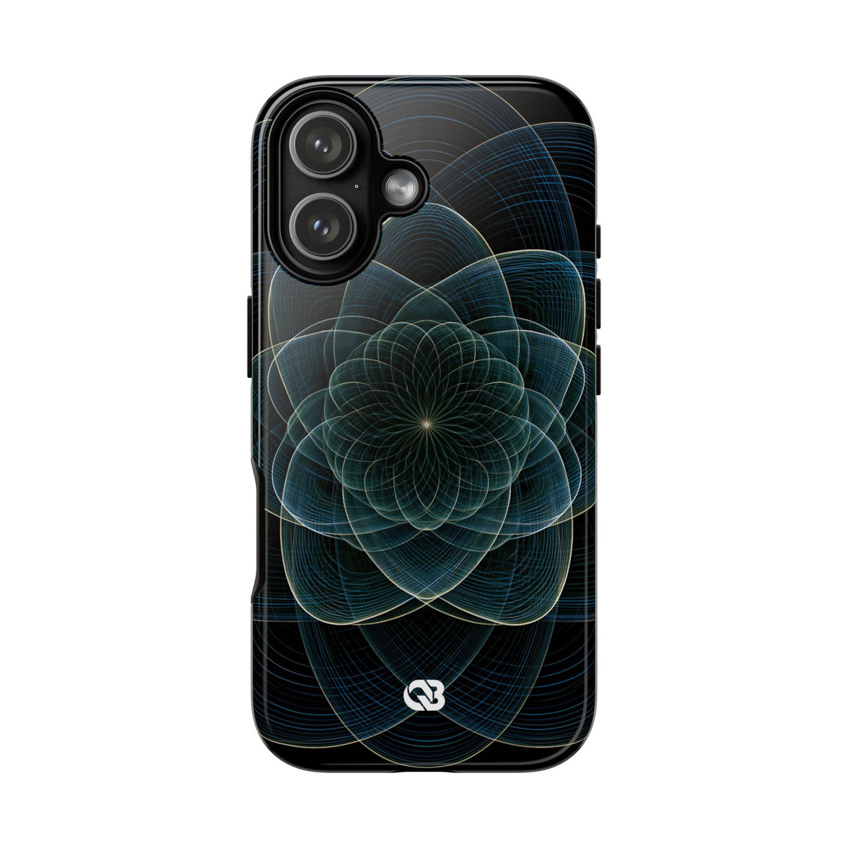 Blue Tough Phone Case for iPhone - Celestial Wireframe Bloom
