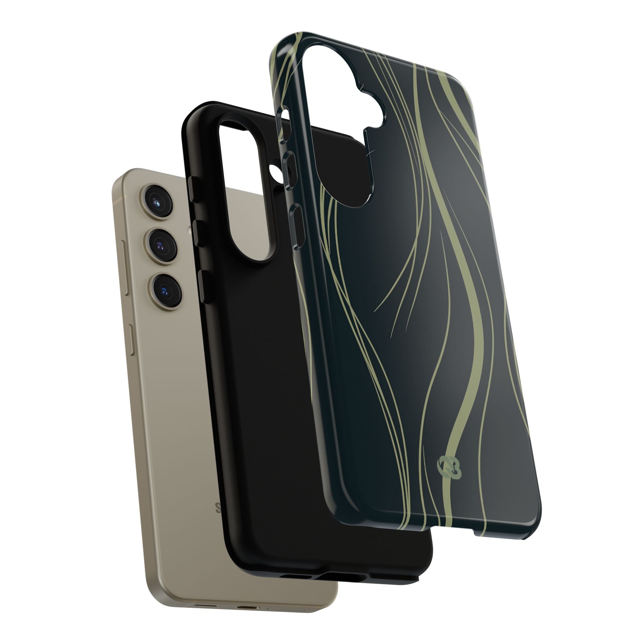 Green Tough Phone Case for Samsung - Obsidian Sage Flow