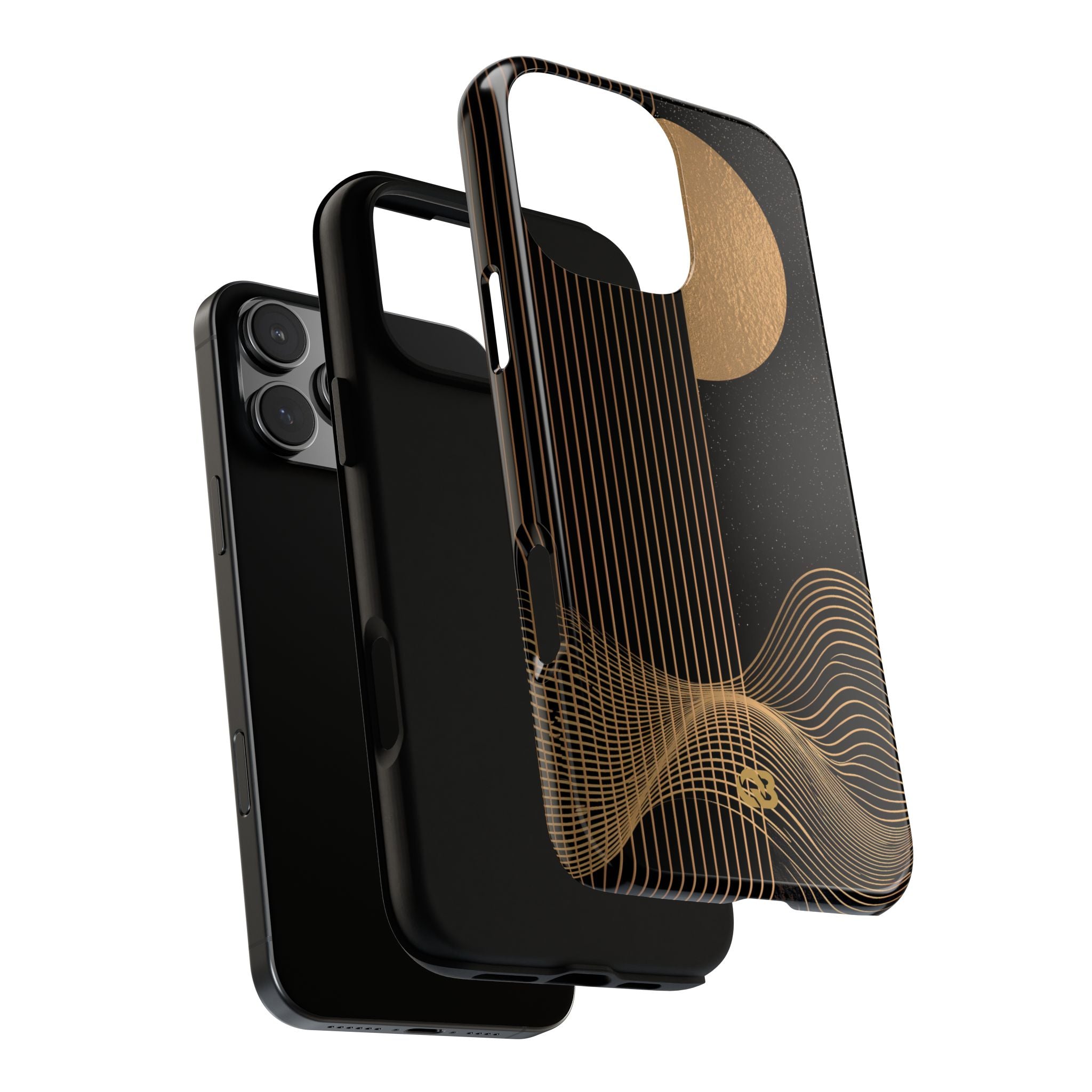 Gold Tough Phone Case for iPhone - Gilded Obsidian Dunes