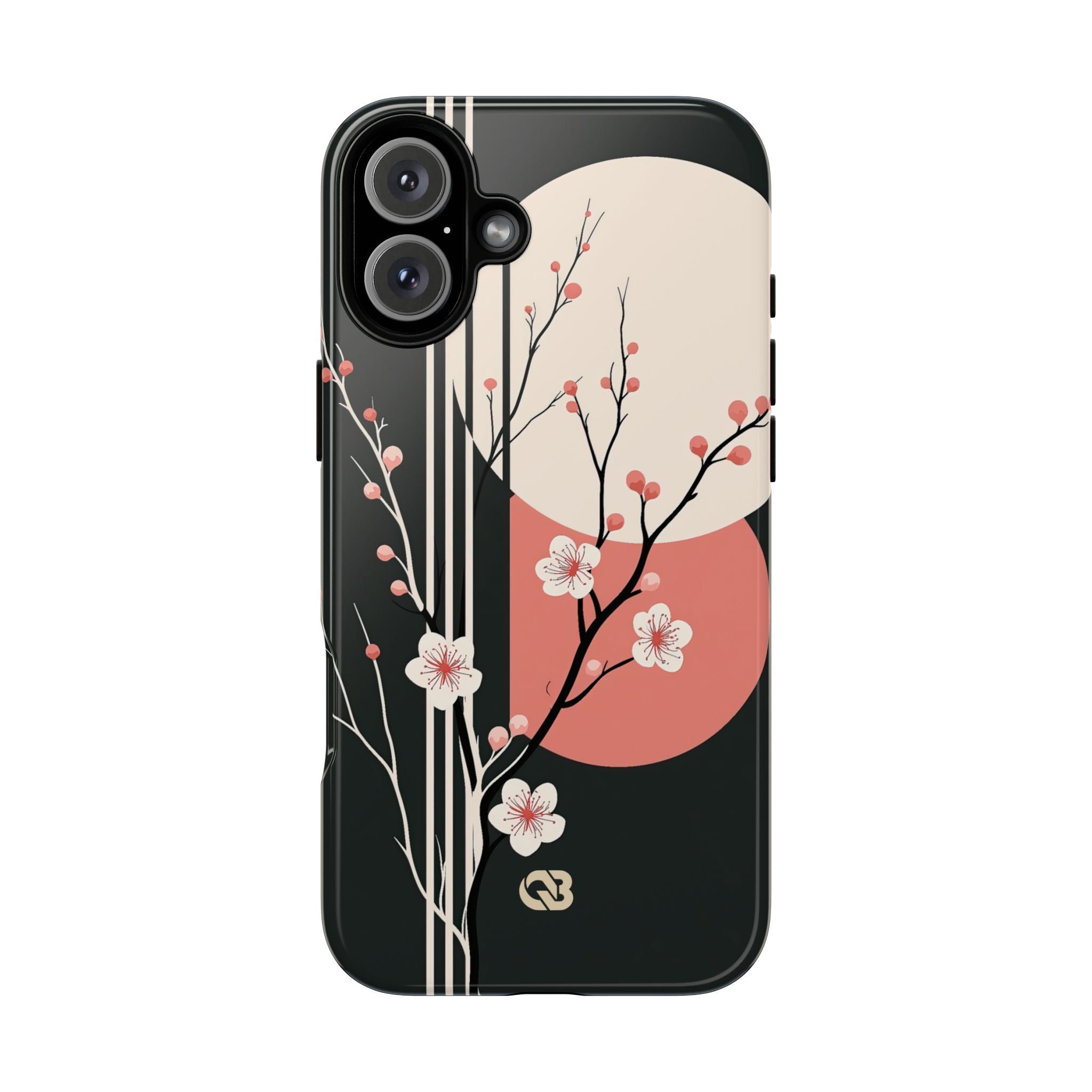 Black Tough Phone Case for iPhone - Kyoto Midnight Blossom