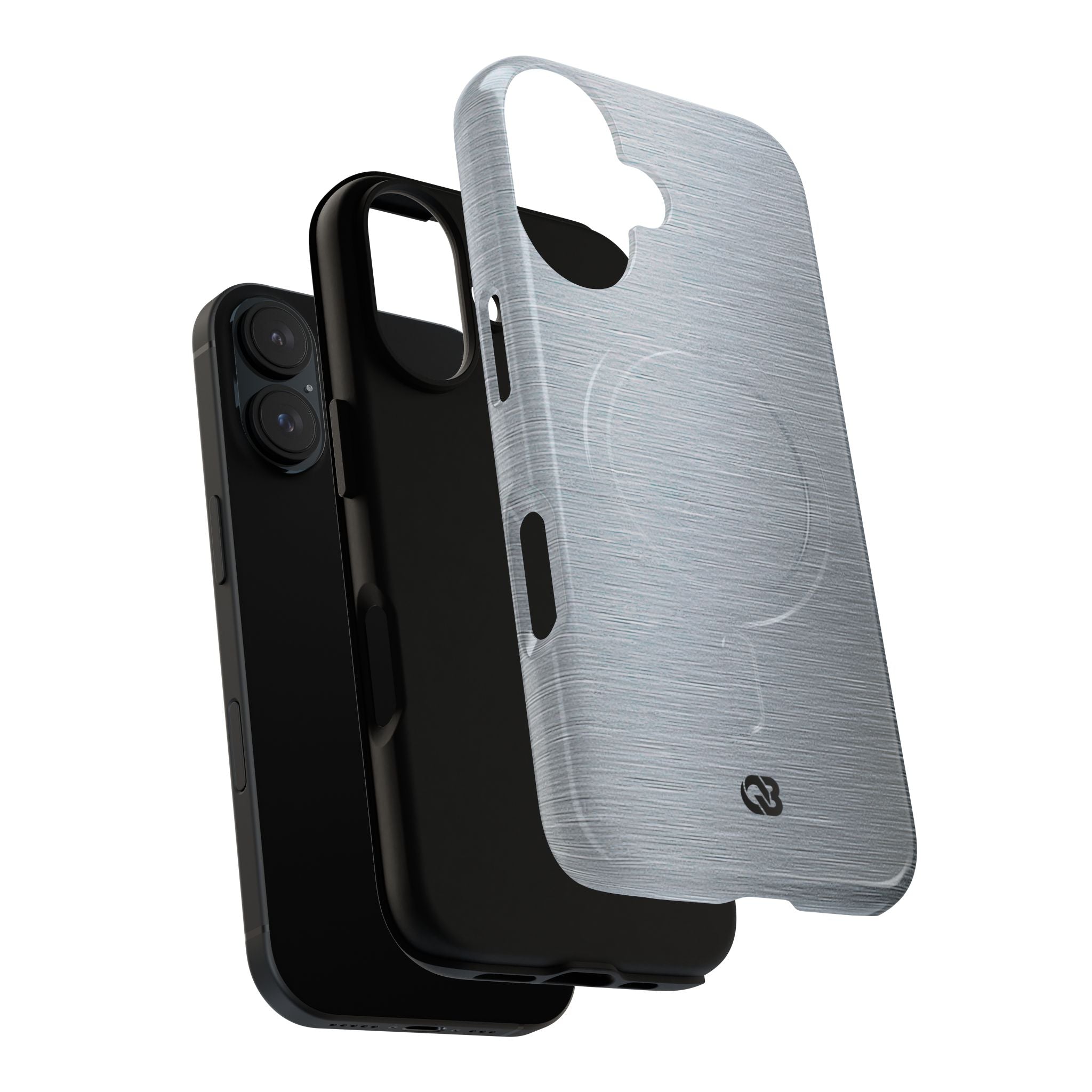 Silver Tough 2.0 Magsafe Phone Case for iPhone - Satin Chrome Grain