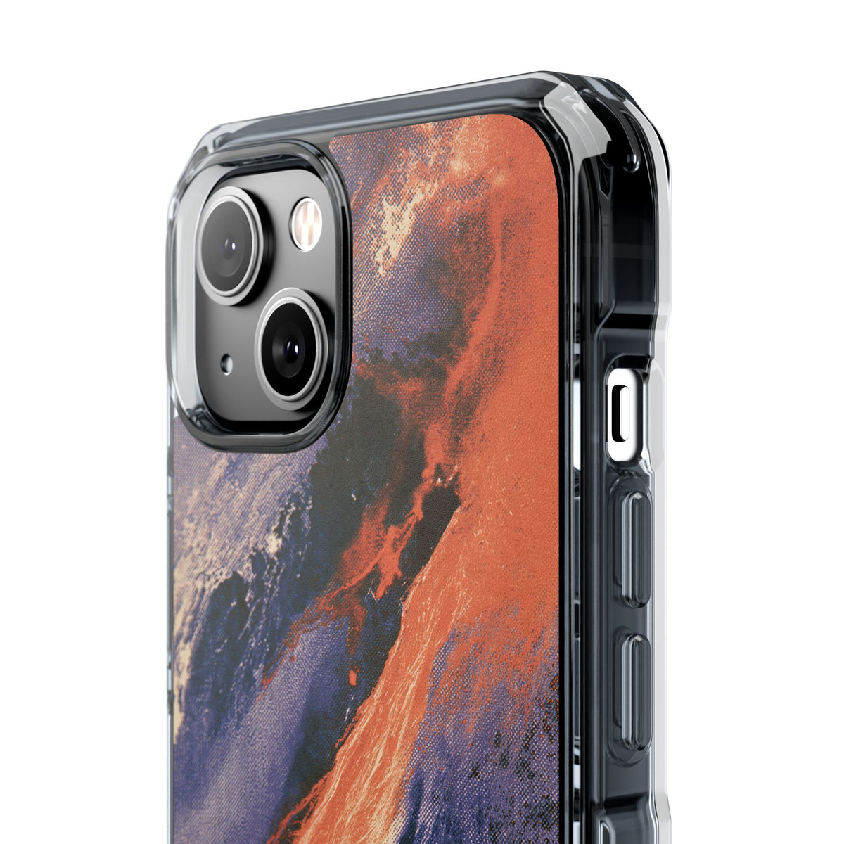 Solar Aura Drift · Clear Impact Magnetic Phone Case for iPhone · Orange