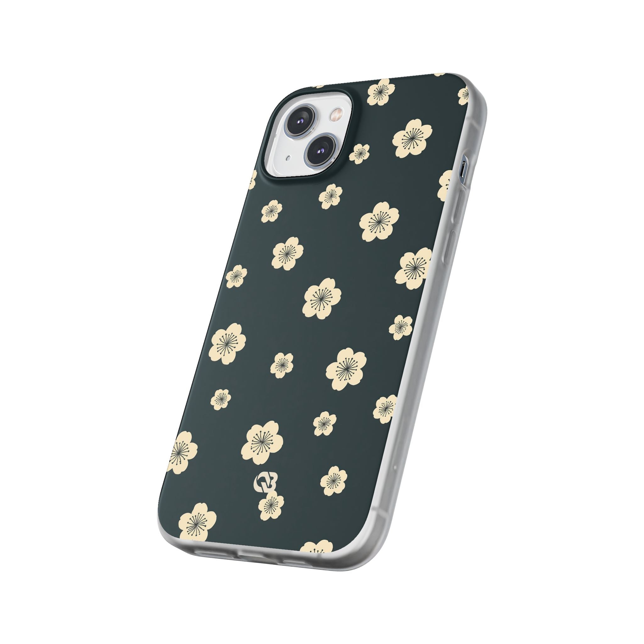 Teal Lite Phone Case for iPhone - Obsidian Cream Petals