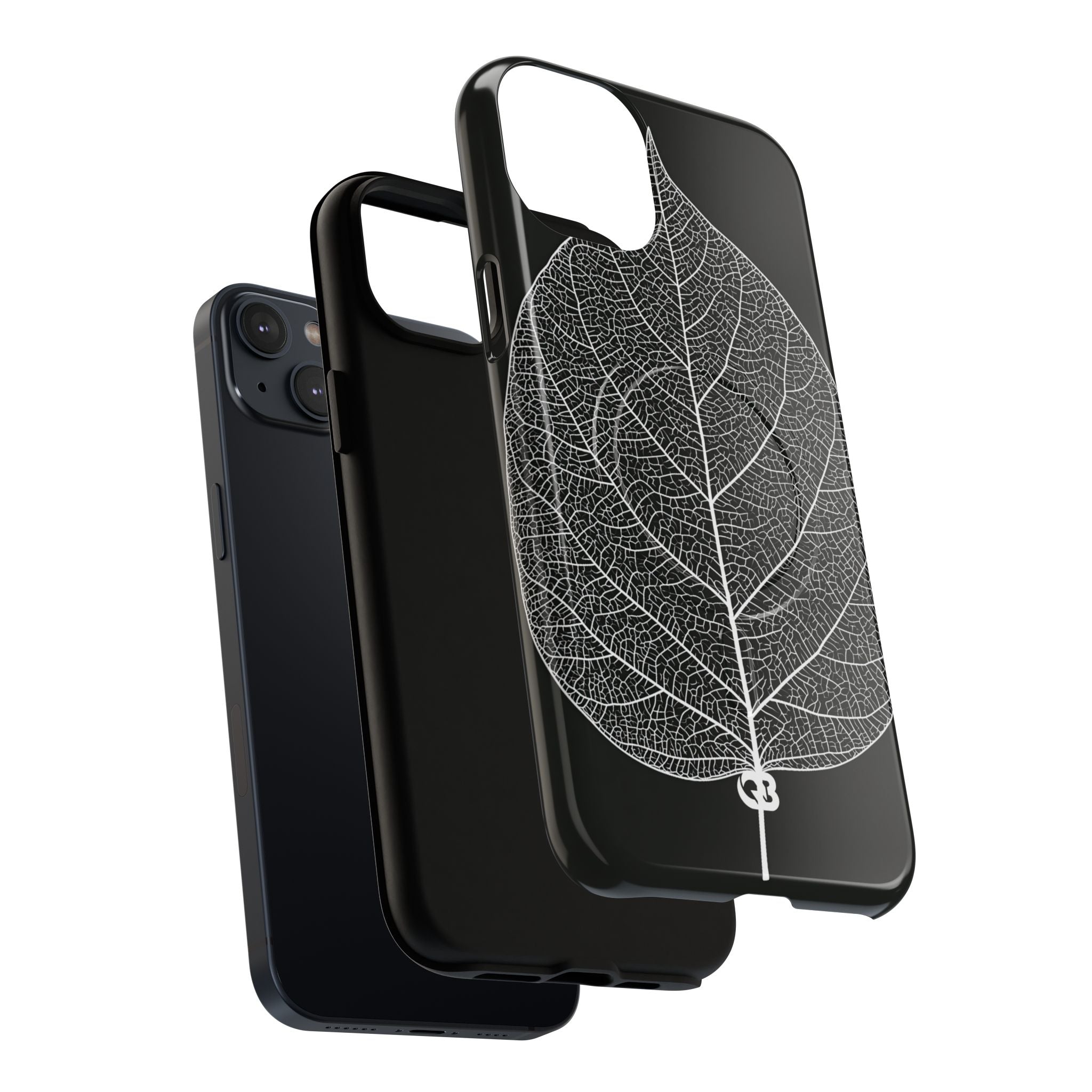 Black Tough 2.0 Magsafe Phone Case for iPhone - Bleached Leaf Lattice
