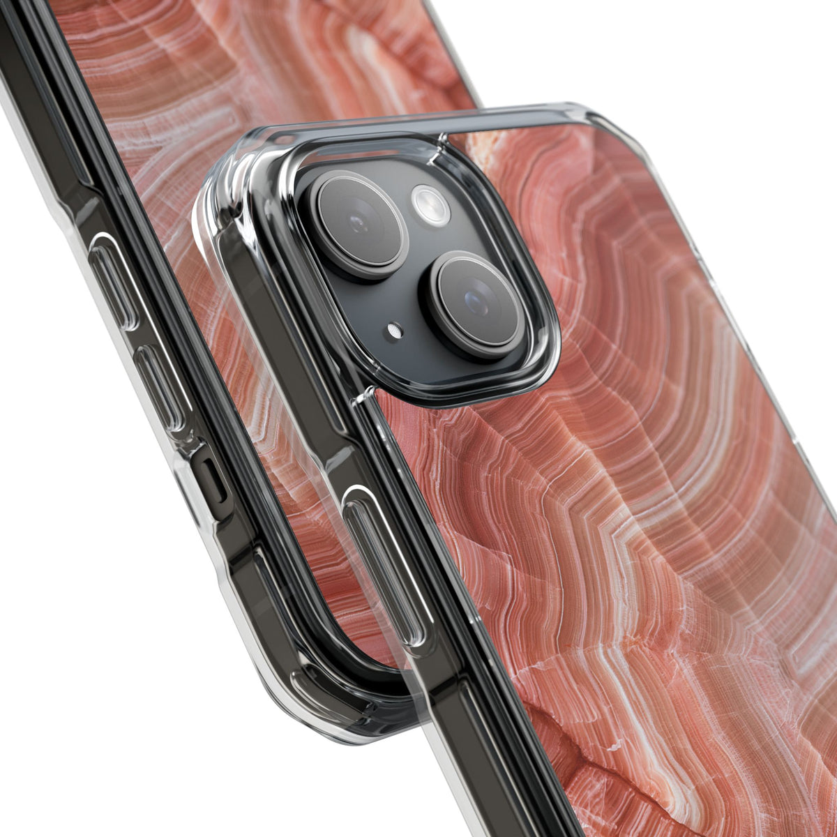 Blushing Rose Strata · Clear Impact Magnetic Phone Case for iPhone · Pink