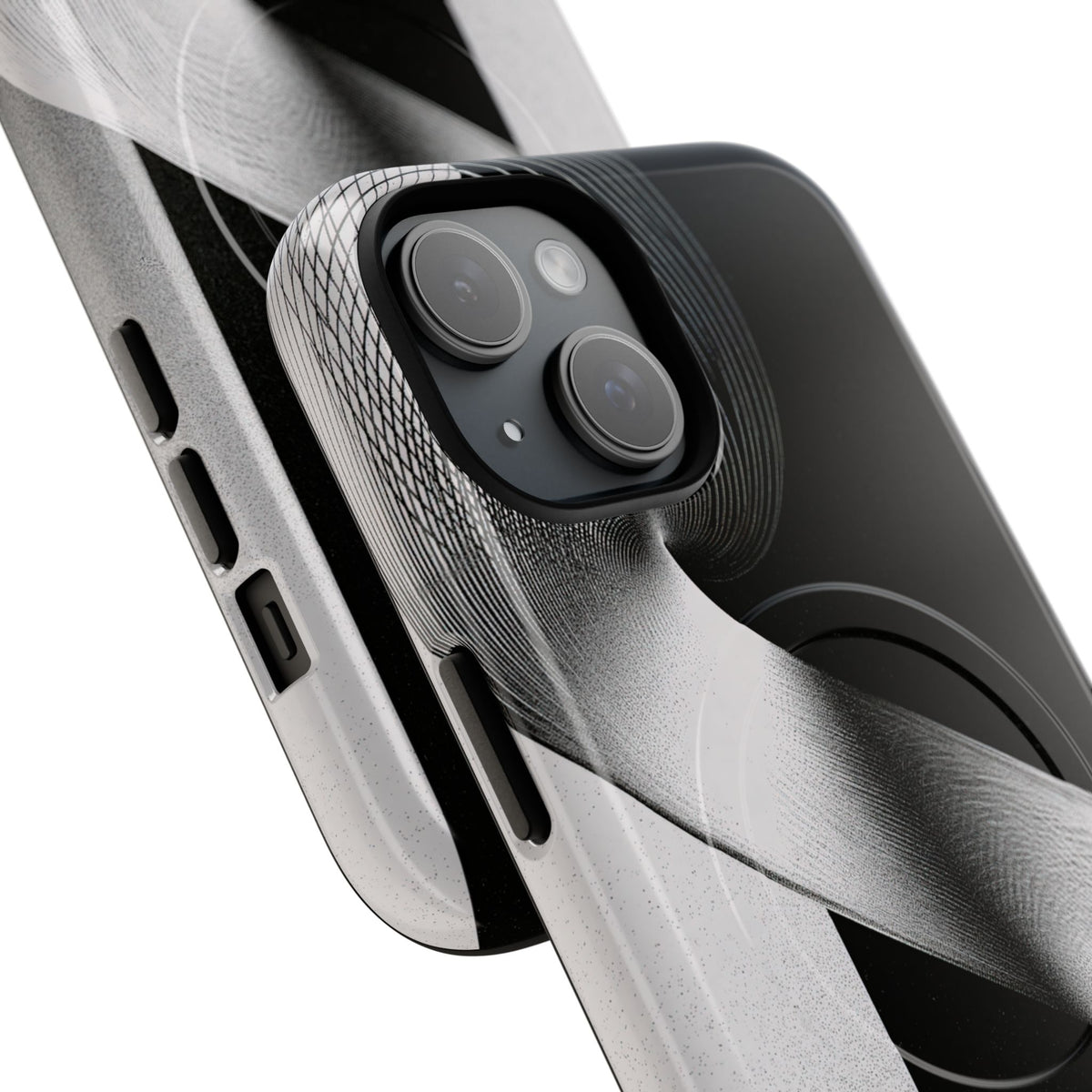 Grey Tough 2.0 Magsafe Phone Case for iPhone - Obsidian Moiré Wave