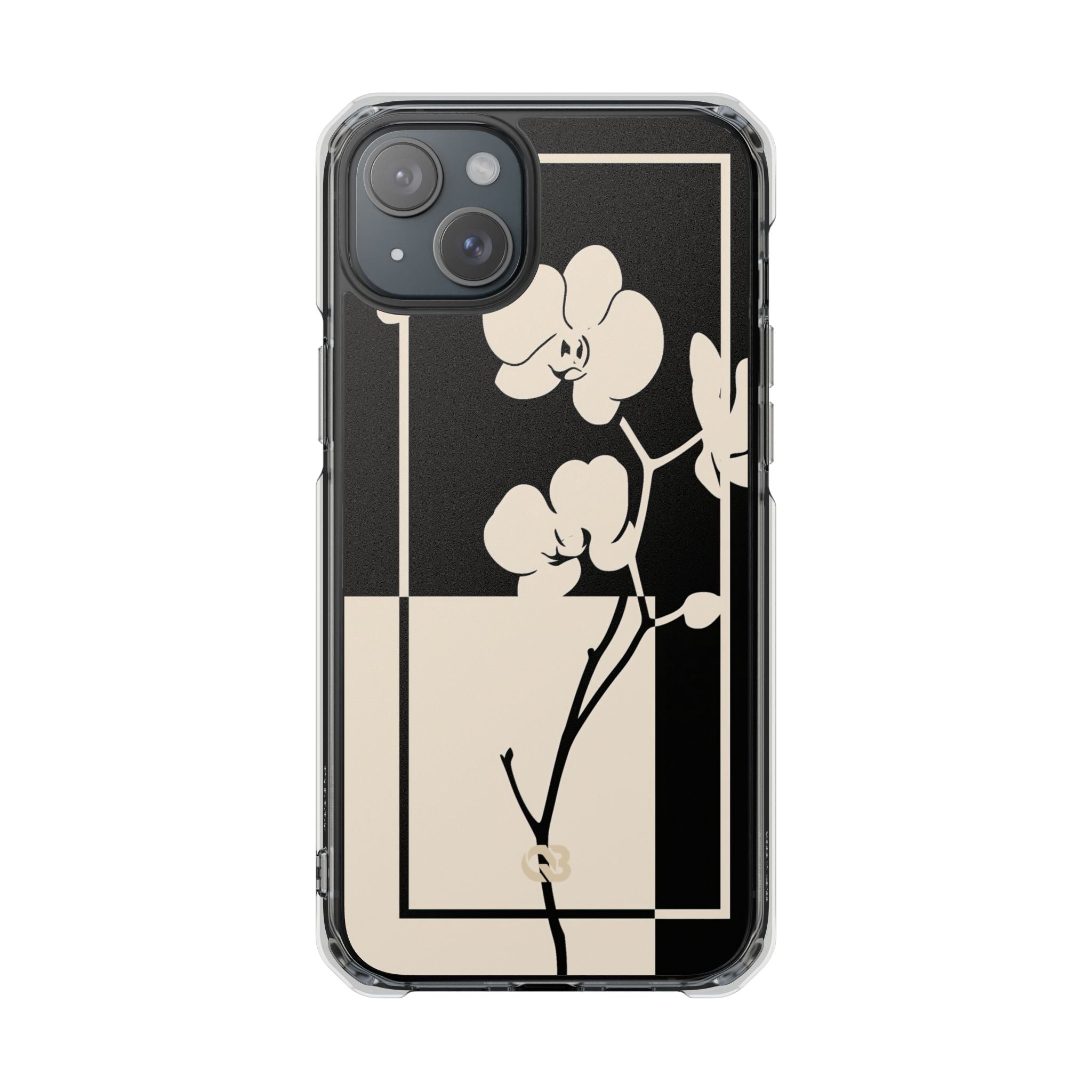 Beige Impact MagSafe Phone Case for iPhone - Nocturnal Orchid Frame