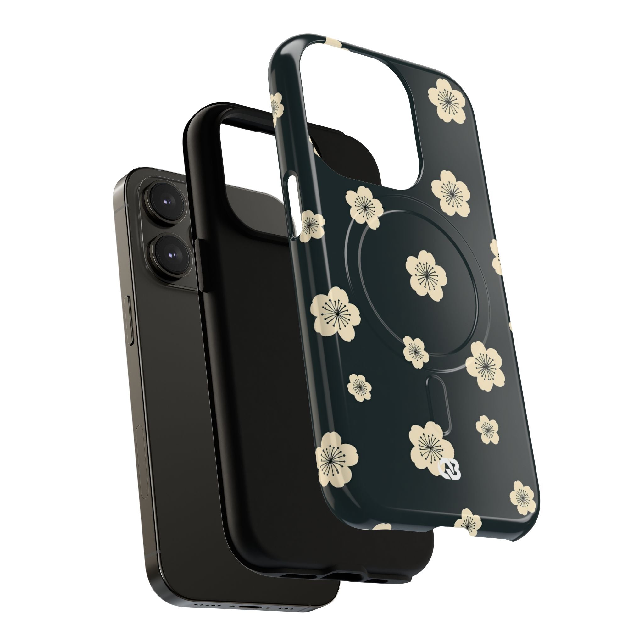 Teal Tough 2.0 Magsafe Phone Case for iPhone - Obsidian Cream Petals