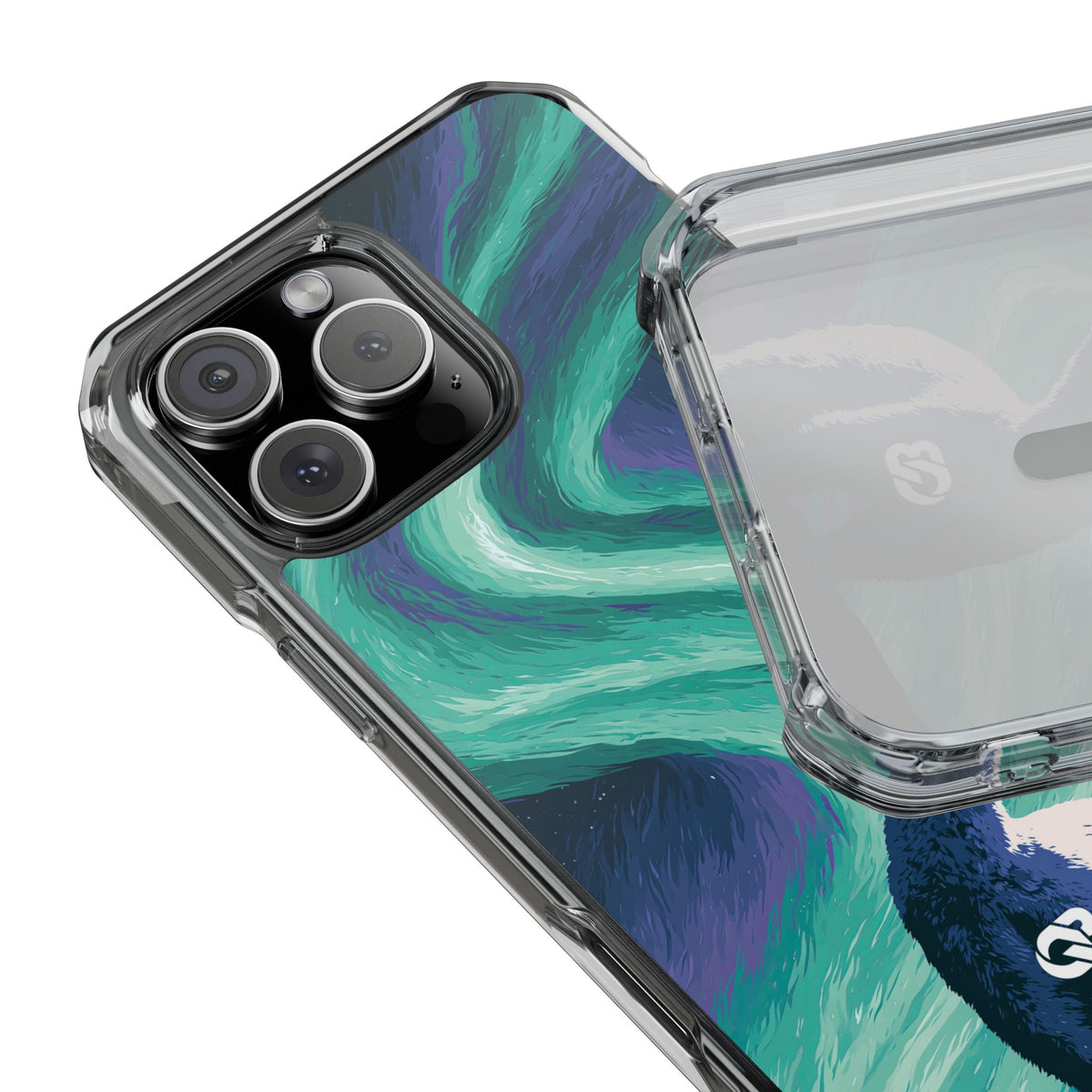 Arctic Aurora Bear · Clear Impact Magnetic Phone Case for iPhone · Teal
