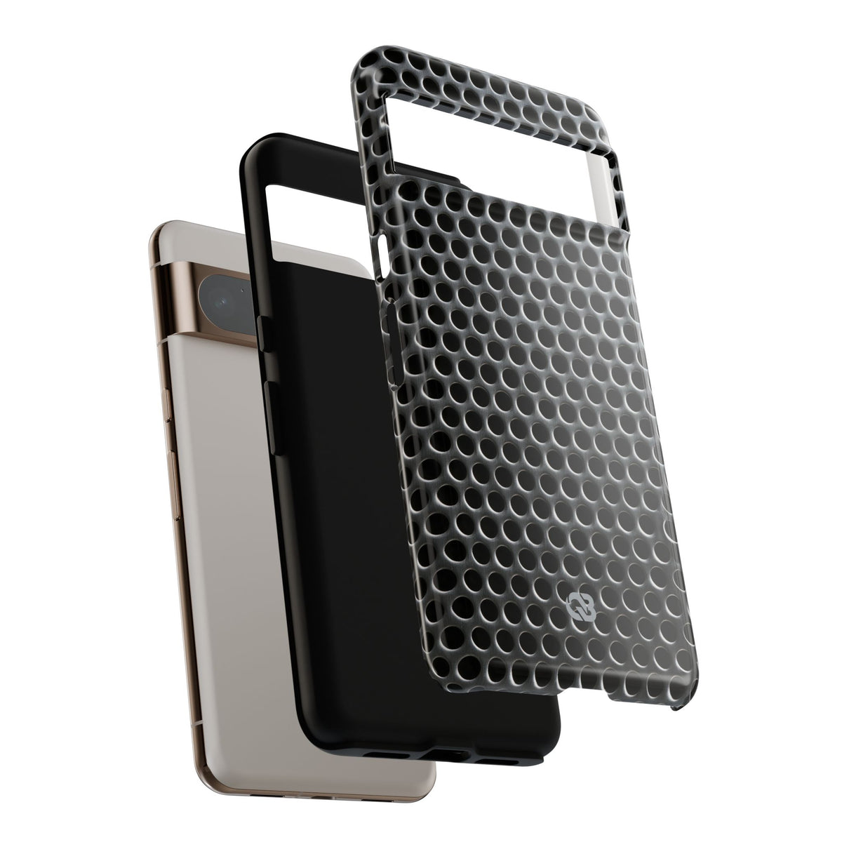 Silver Tough Phone Case for Google Pixel - Brutalist Steel Mesh