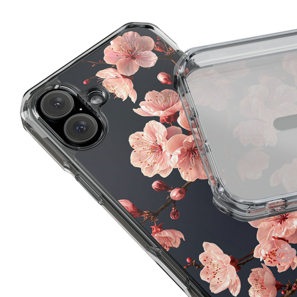Midnight Sakura Bloom · Clear Impact Magnetic Phone Case for iPhone · Pink