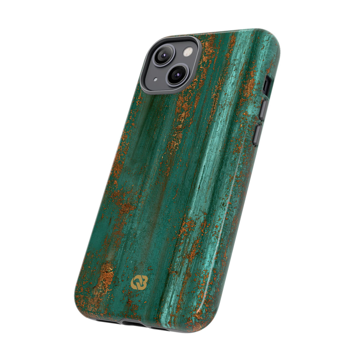 Teal Tough Phone Case for iPhone - Verdigris Copper Siding