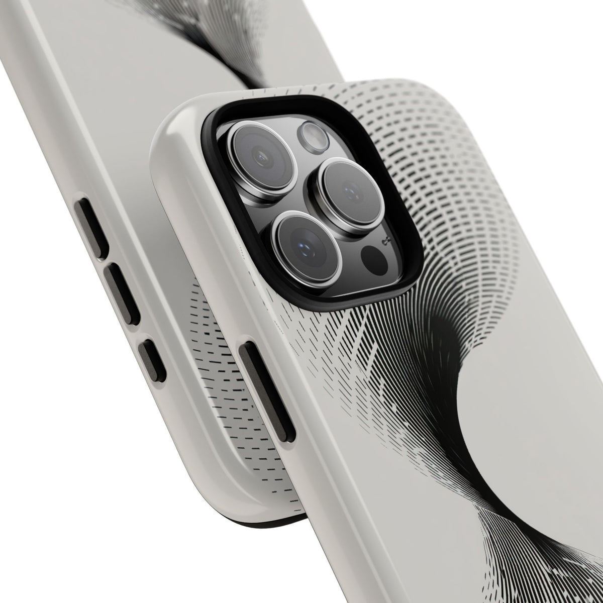 White Tough Phone Case for iPhone - Linear Torsion Grid