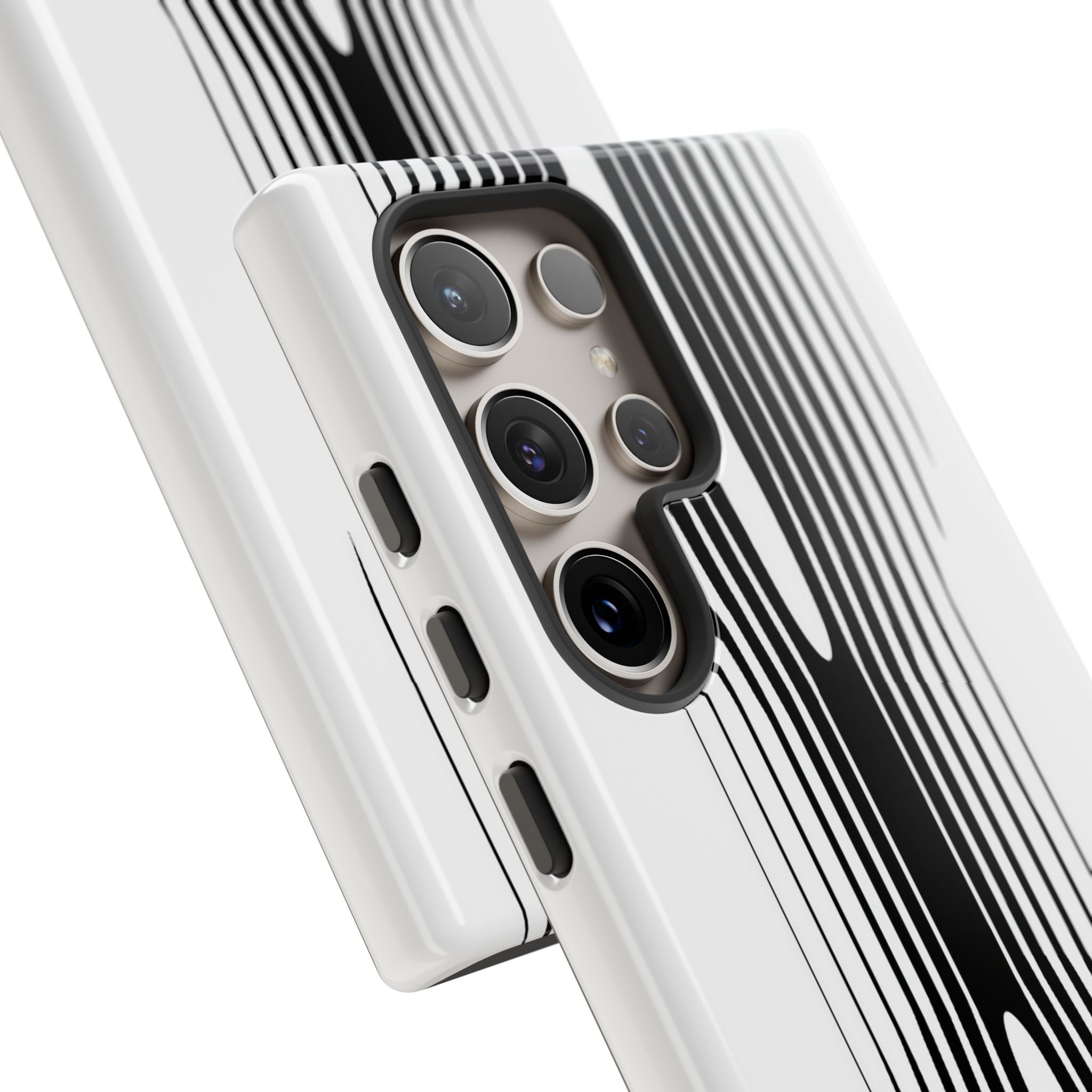 White Tough Phone Case for Samsung - Kinetic Mono Distortion