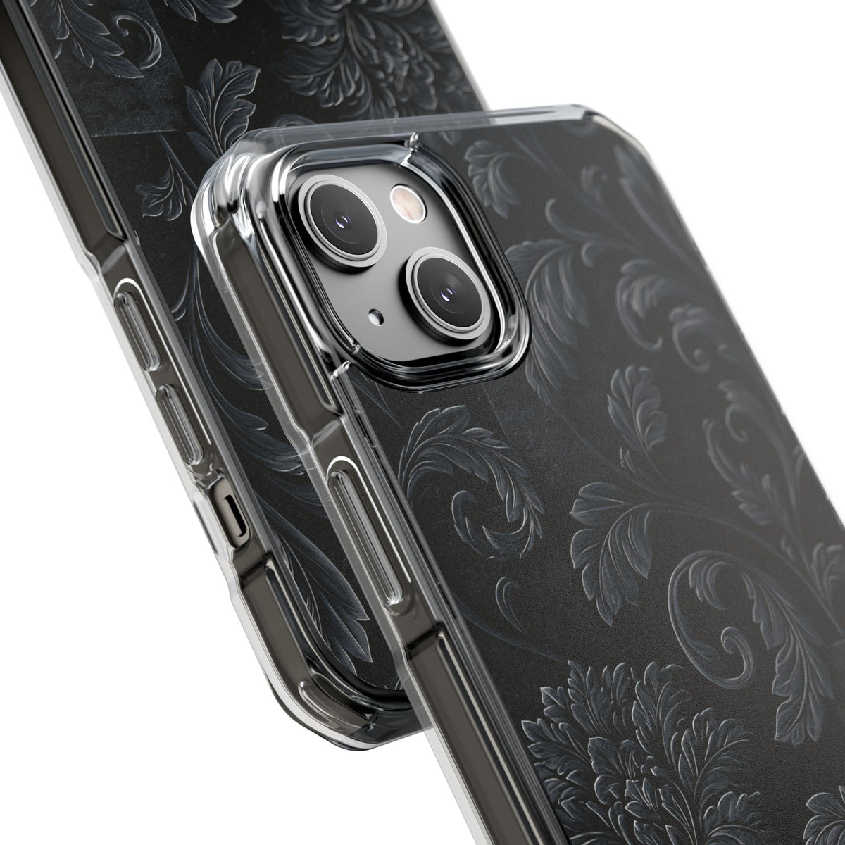 Obsidian Damask · Clear Impact Magnetic Phone Case for iPhone · Black
