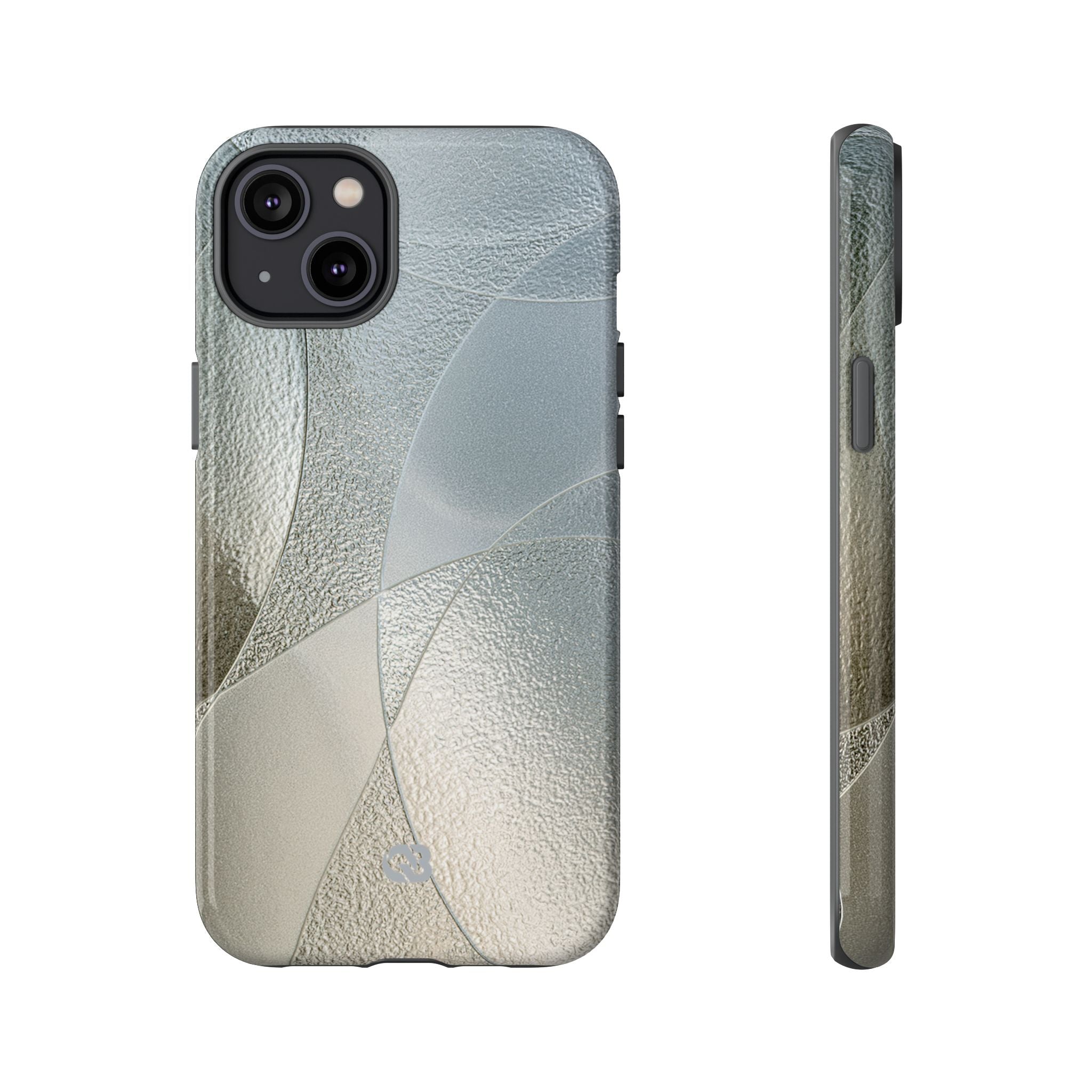 Silver Tough Phone Case for iPhone - Frosted Silver Mosaic