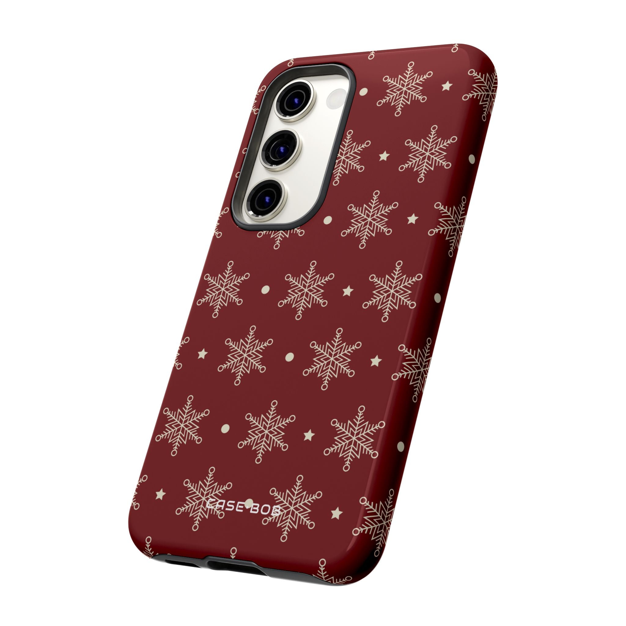 Cream Snowflake Crimson Samsung S23 Skal - Tough