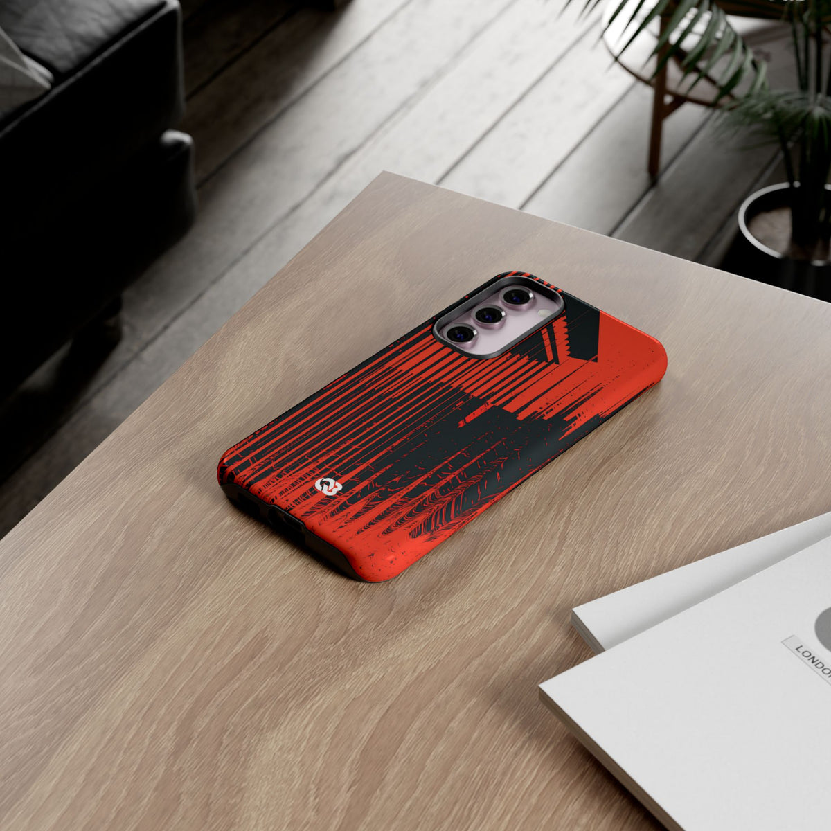 Red Tough Phone Case for Samsung - Crimson Brutalist Distortion