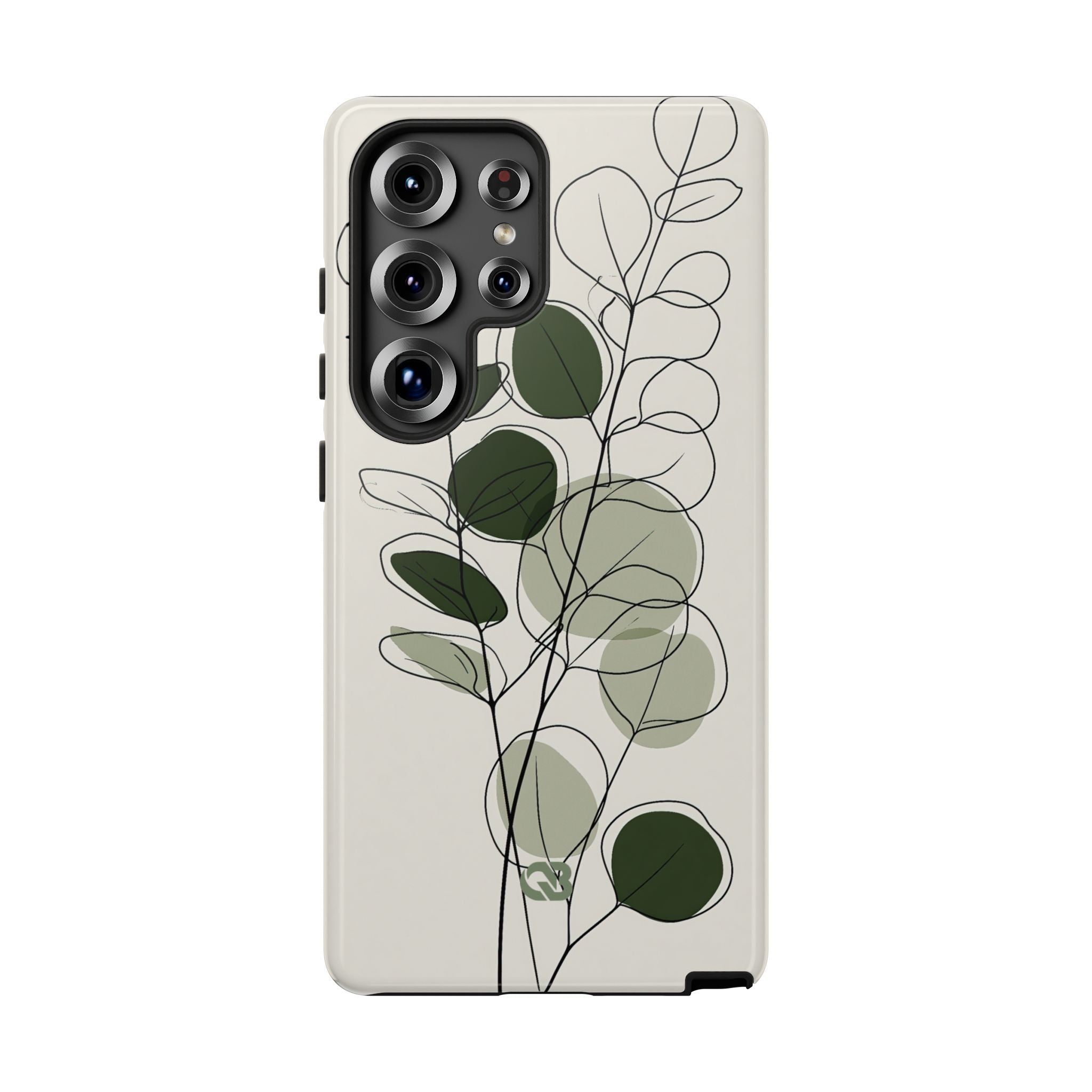 Green Tough Phone Case for Samsung - Muted Eucalyptus Sketch